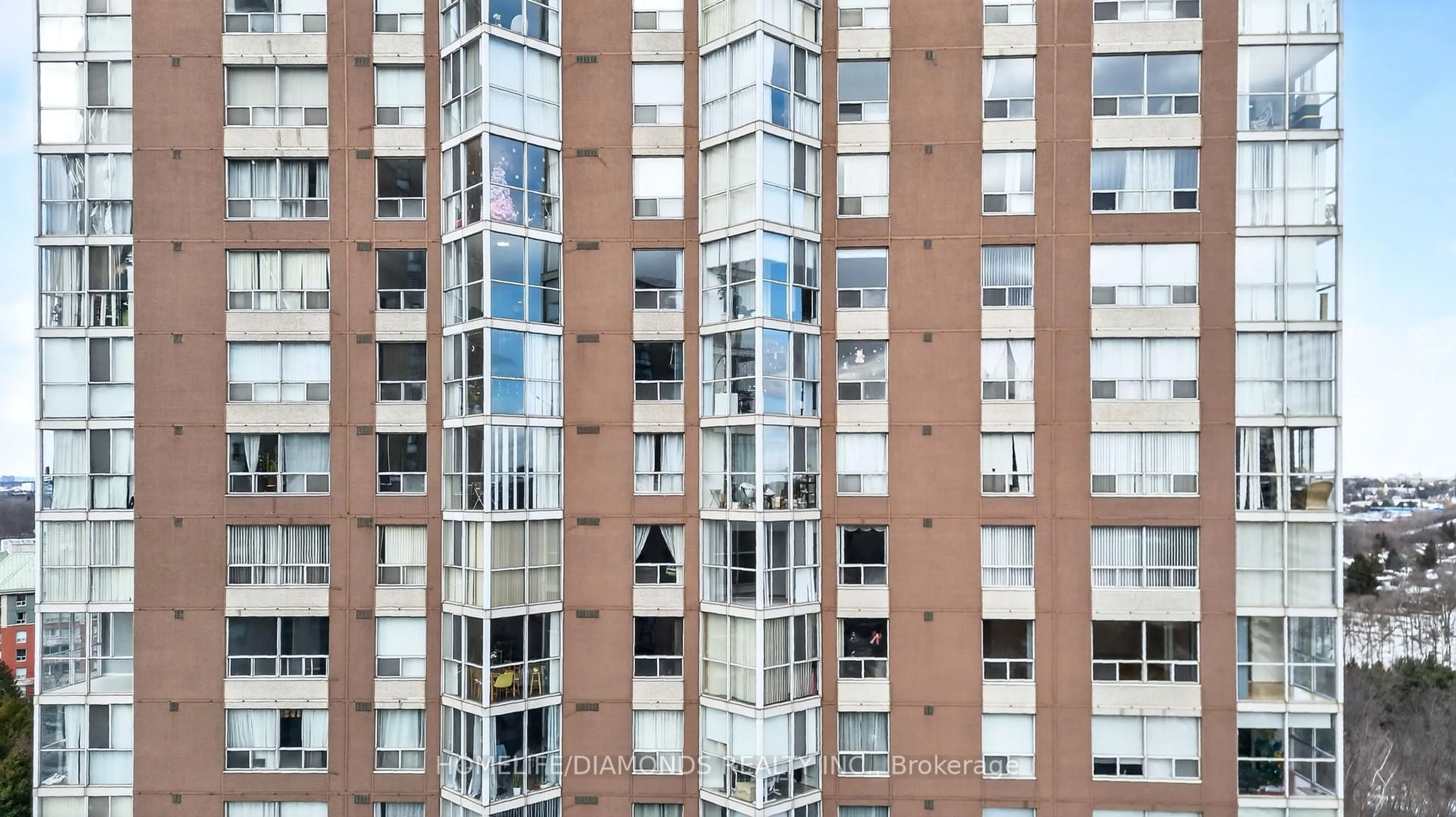 Balcony in the apartment, city buildings view from balcony for 5 CONCORDE Pl #2002, Toronto Ontario M3C 3M8