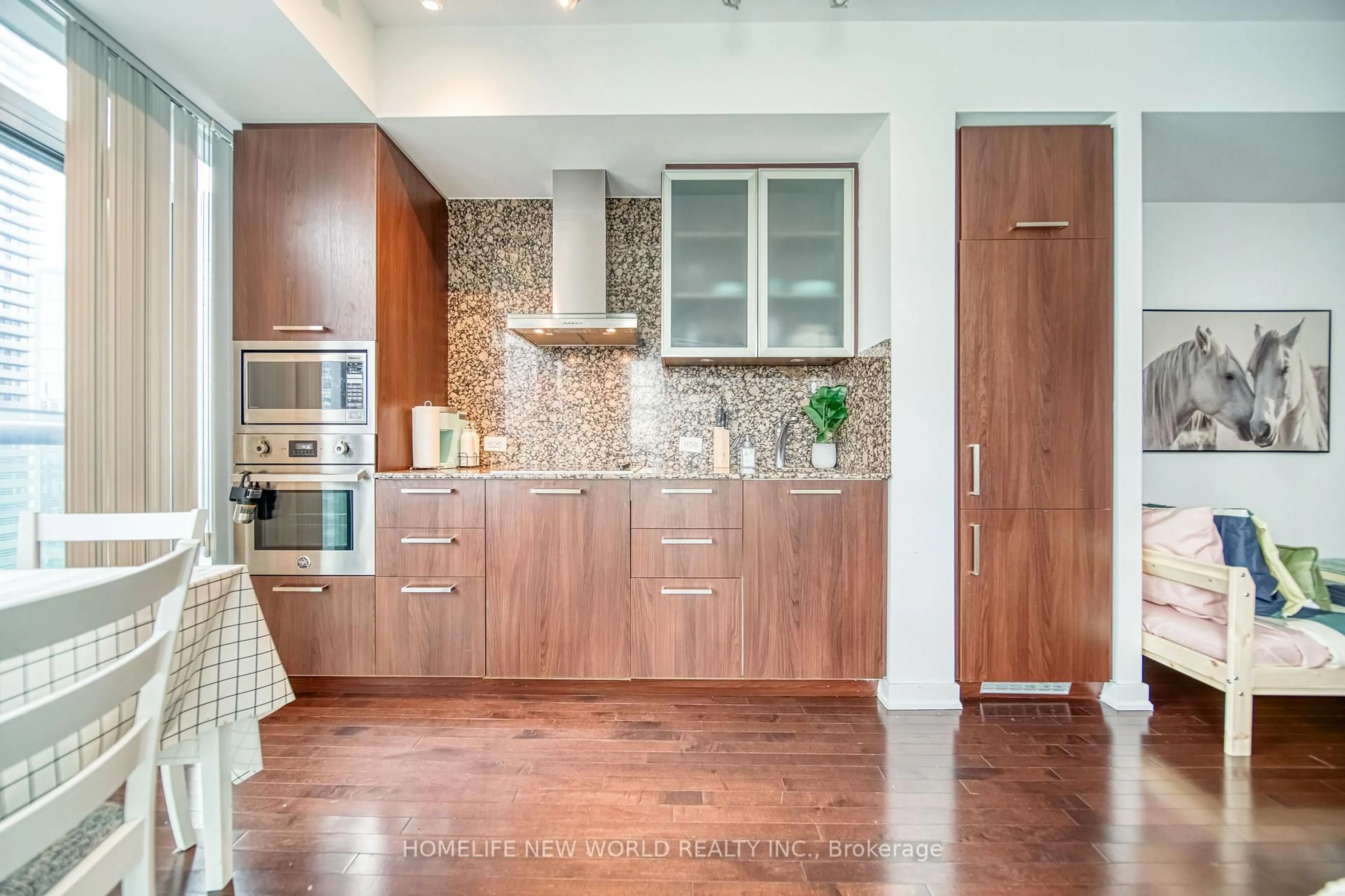 Contemporary kitchen, ceramic/tile floor for 14 York St #3411, Toronto Ontario M5J 0B1