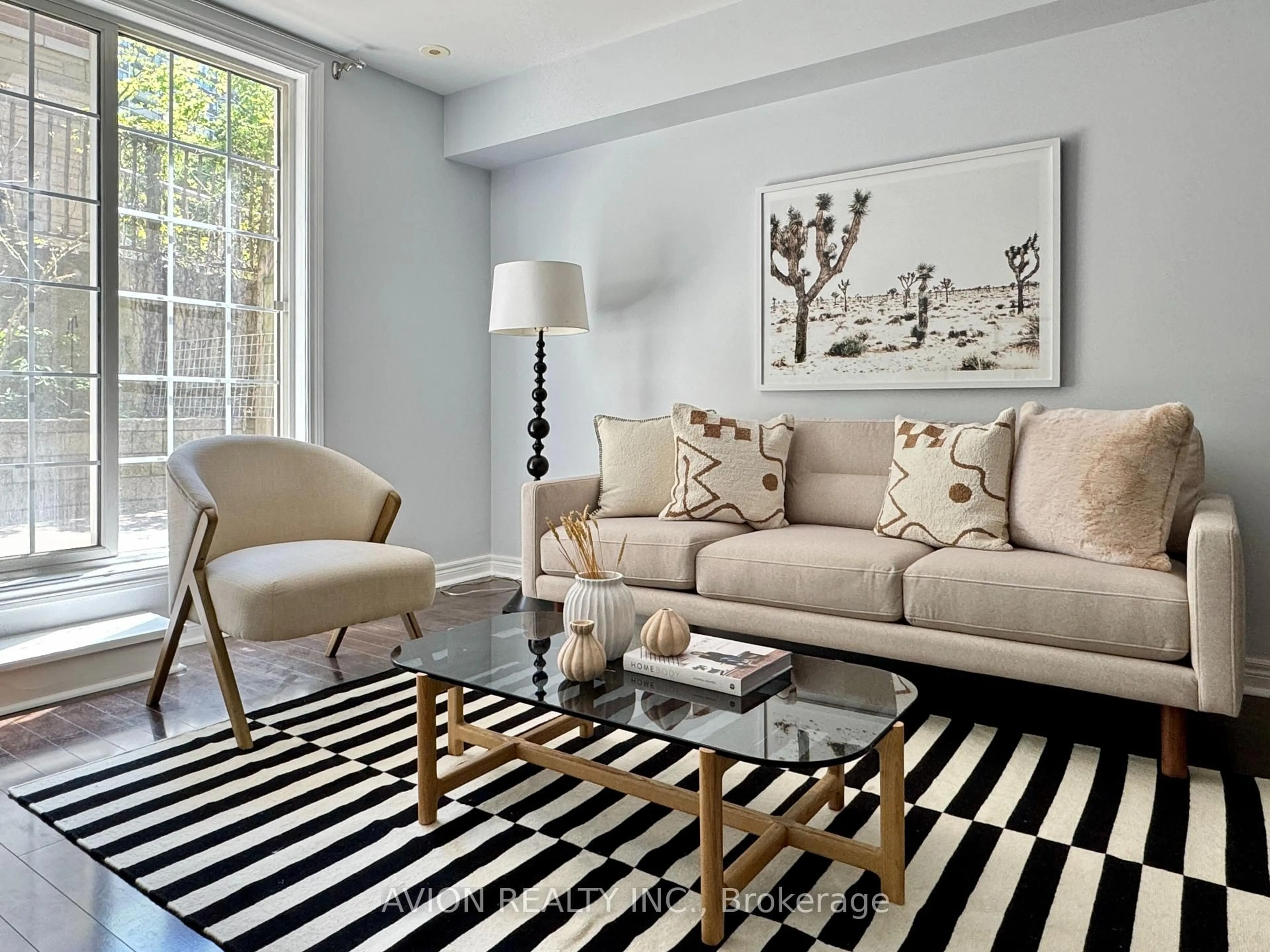 Living room with furniture, carpet floor for 45 Cedarcroft Blvd #11, Toronto Ontario M2R 3Y2