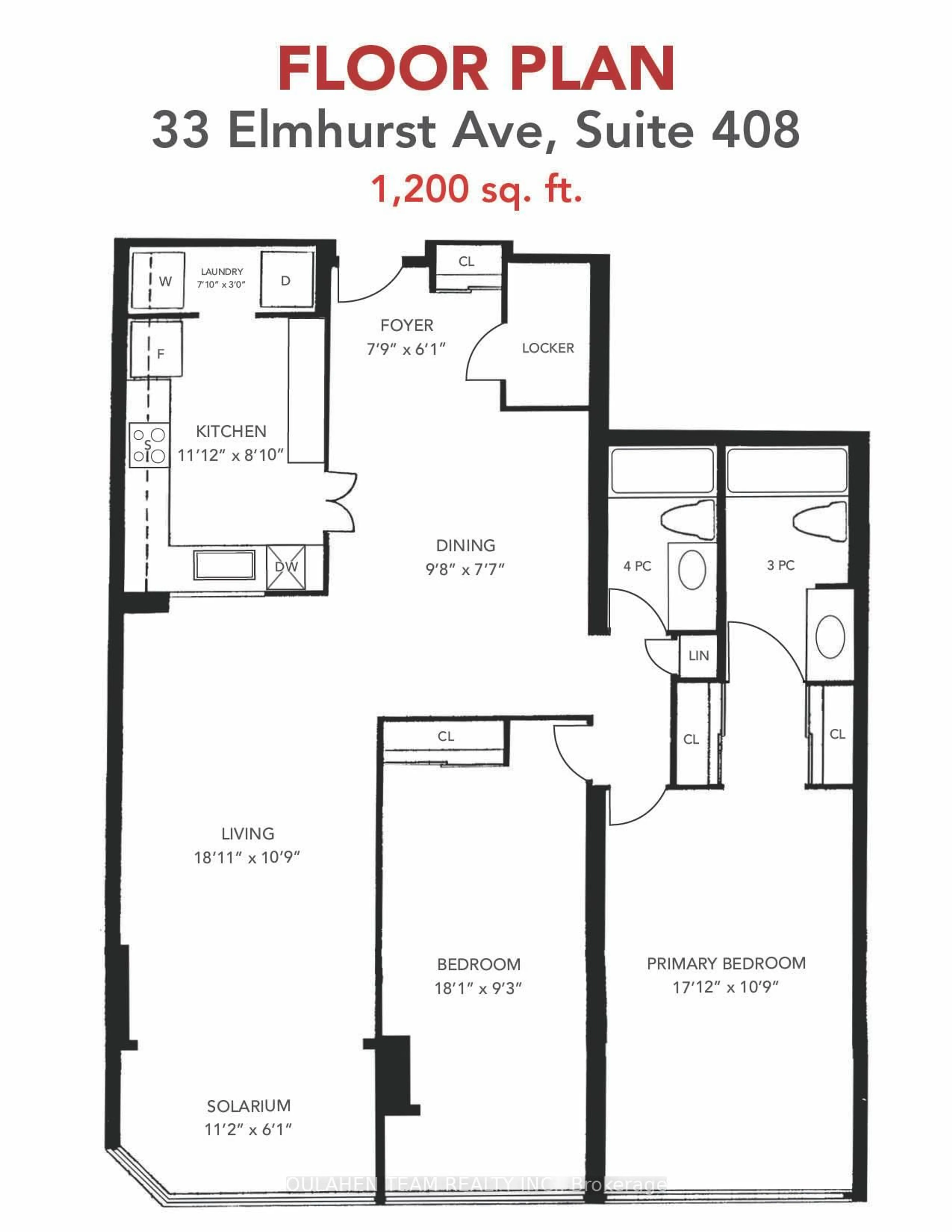 Floor plan for 33 Elmhurst Ave #408, Toronto Ontario M2N 6G8