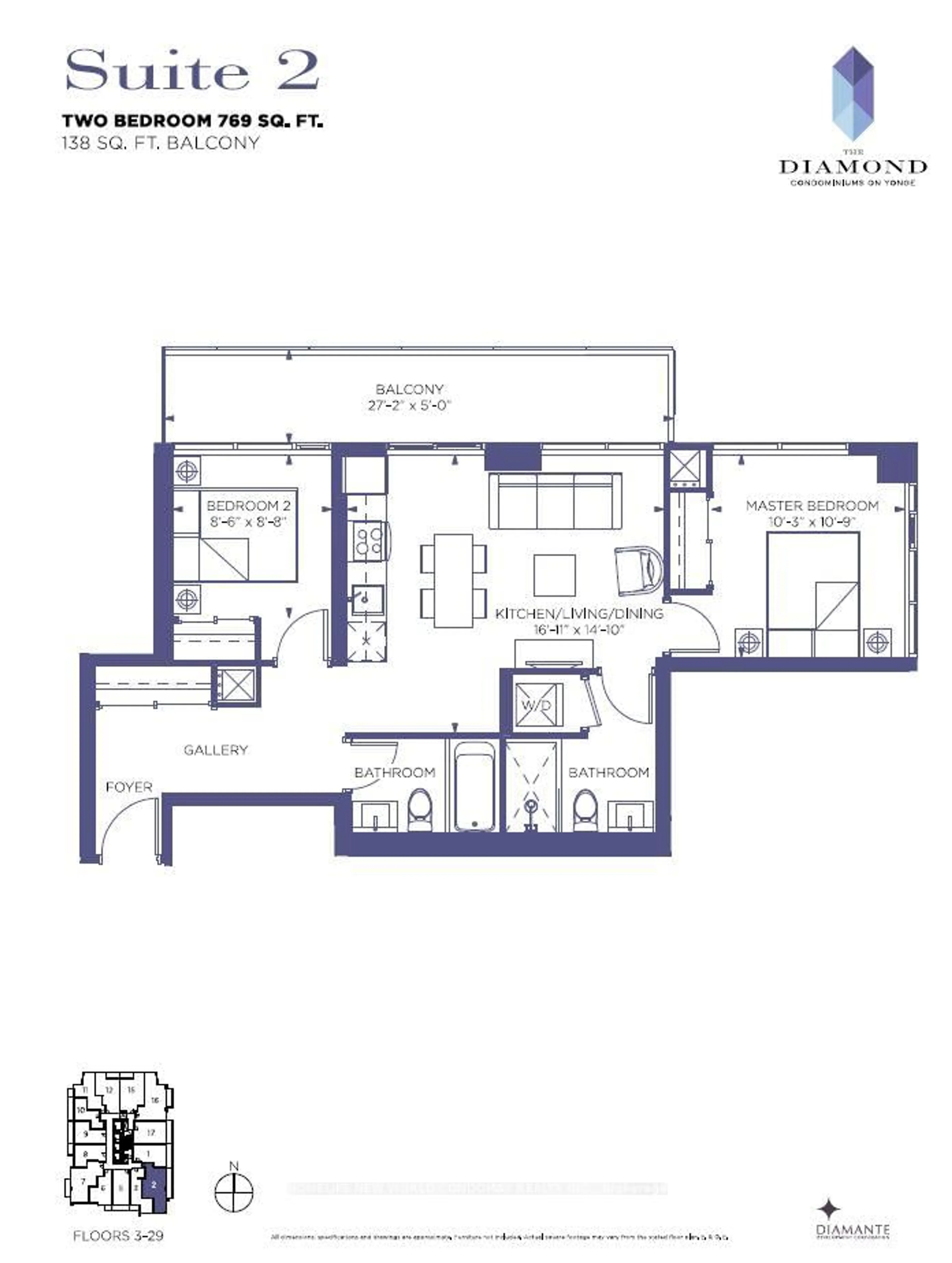 Floor plan for 75 Canterbury Pl #2702, Toronto Ontario M2N 2N1
