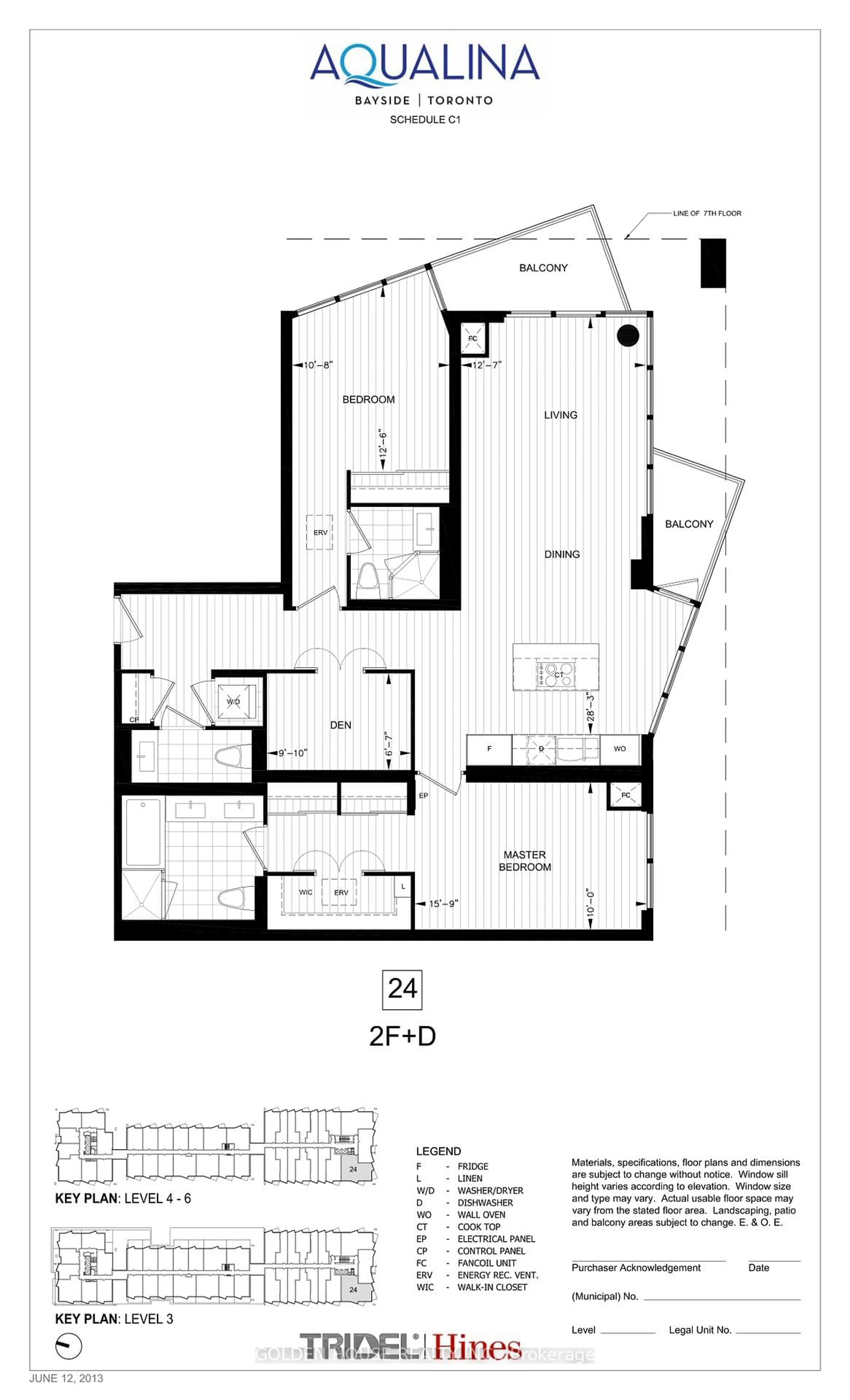 Floor plan for 55 Merchants' Wharf #524, Toronto Ontario M5A 0P2