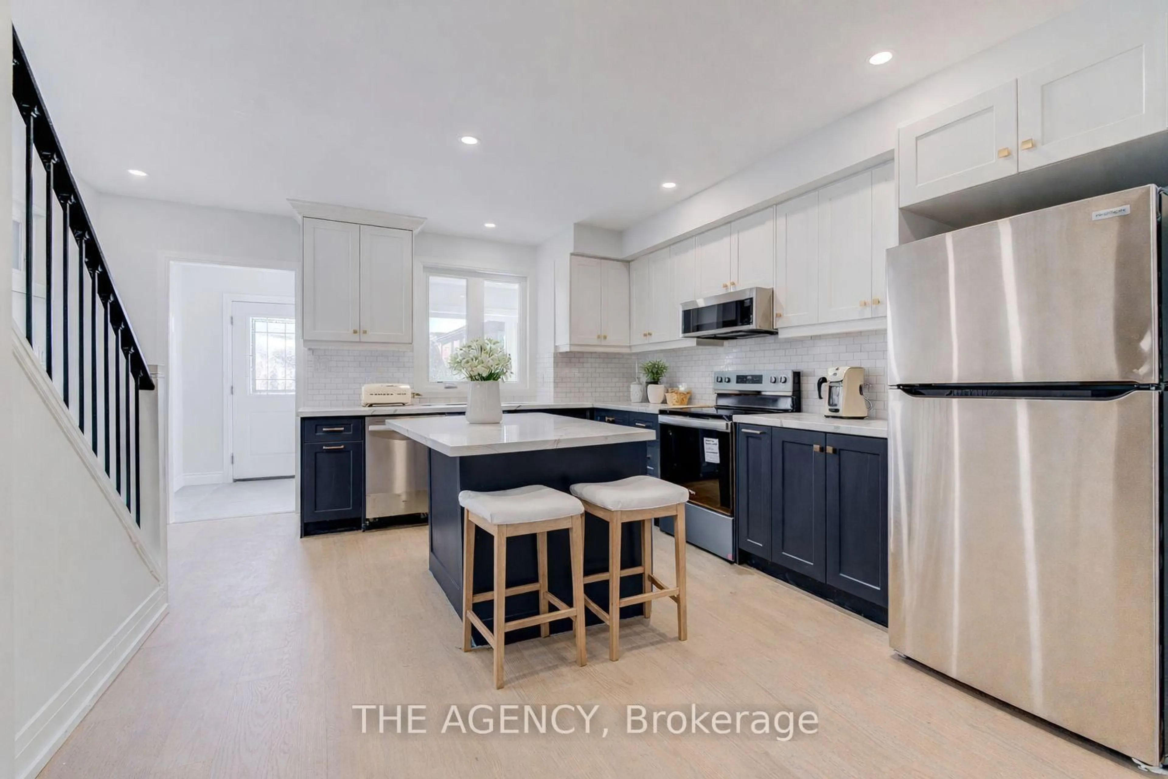 Open concept kitchen, ceramic/tile floor for 259 Robina Ave, Toronto Ontario M6C 3Y9