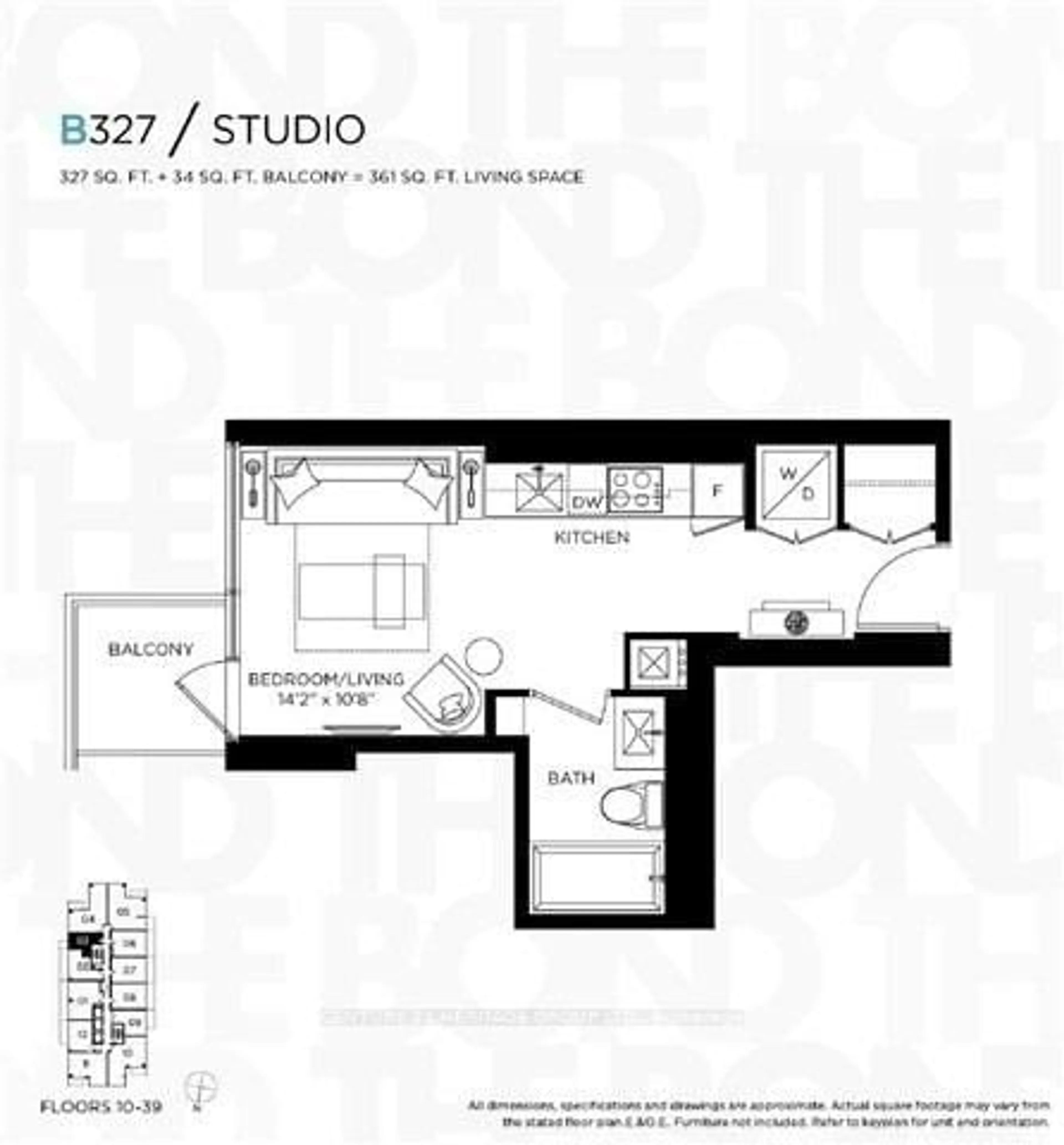 Floor plan for 290 Adelaide St #3203, Toronto Ontario M5V 1P6
