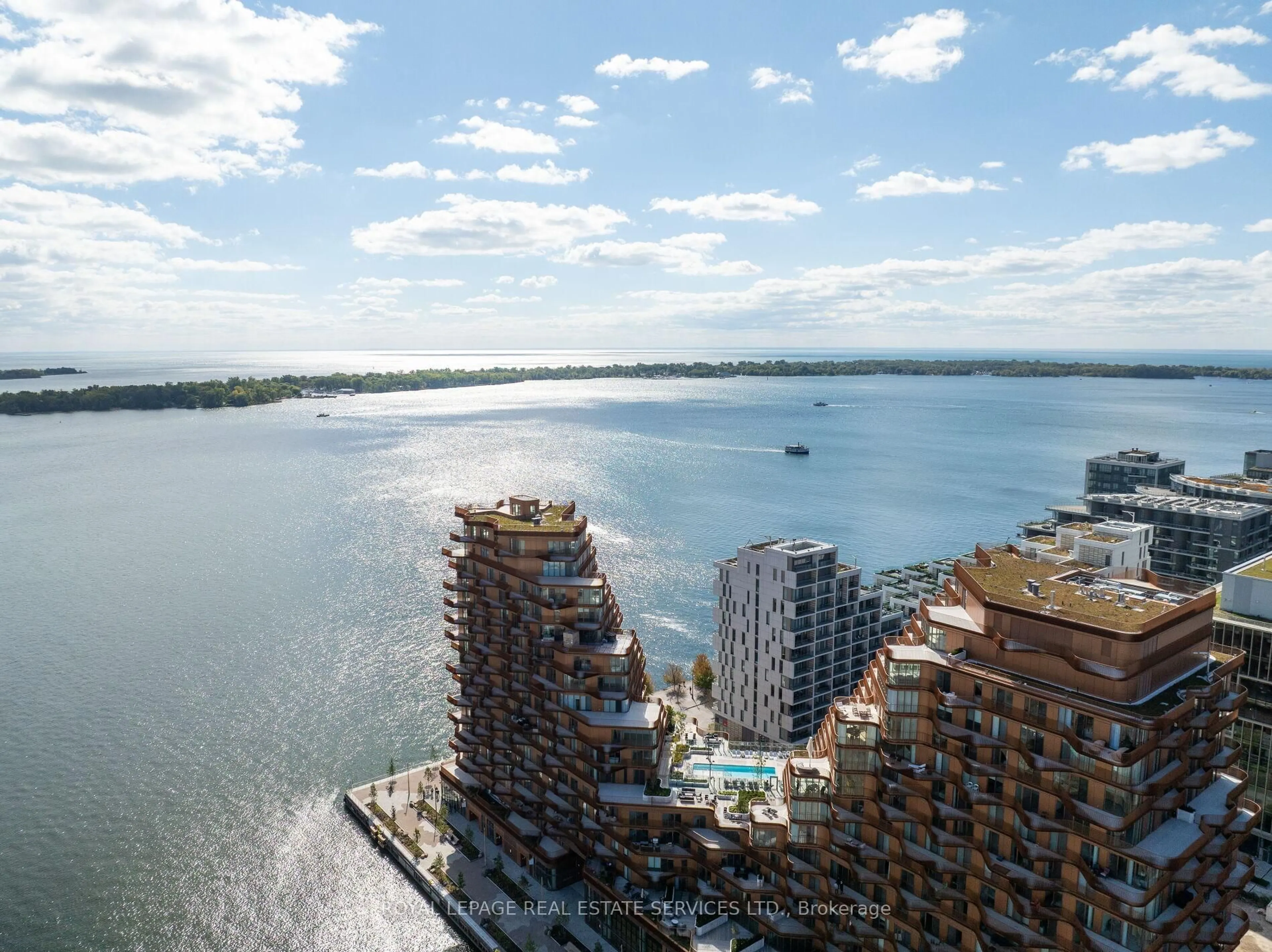 A pic from outside/outdoor area/front of a property/back of a property/a pic from drone, water/lake/river/ocean view for 155 Merchants' Wharf #912, Toronto Ontario M5A 0Y4