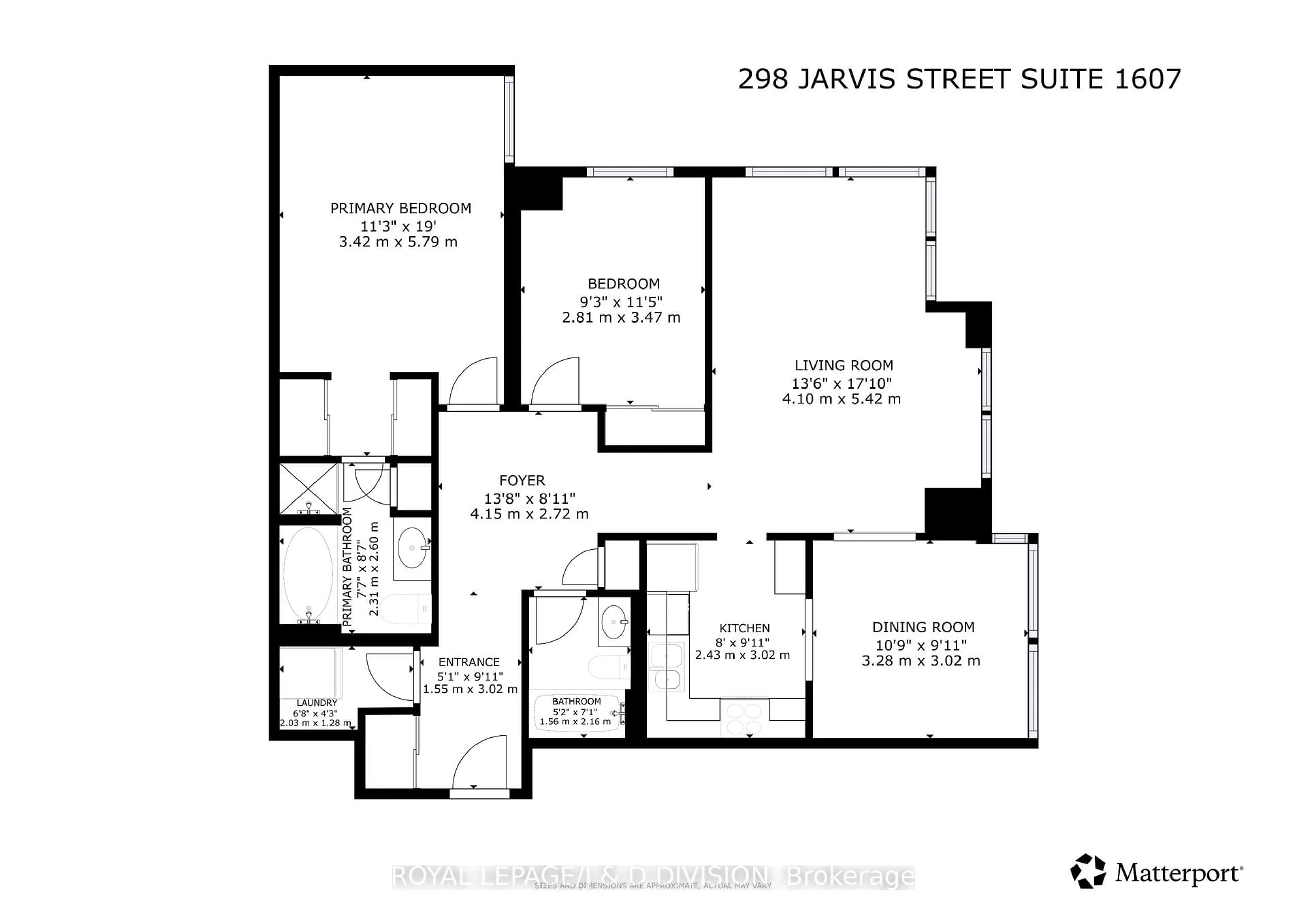 Floor plan for 298 Jarvis St #1607, Toronto Ontario M5B 2M4