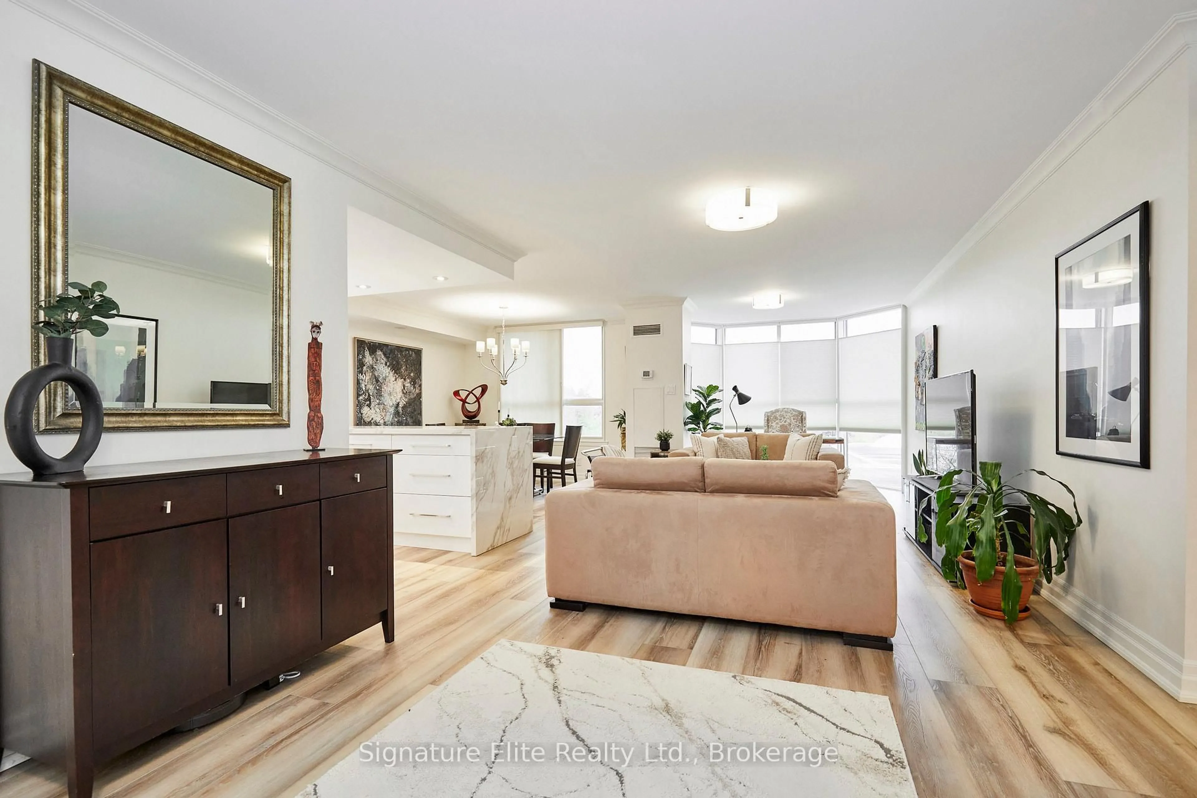Living room with furniture, wood/laminate floor for 271 Ridley Blvd #508, Toronto Ontario M5M 4N1