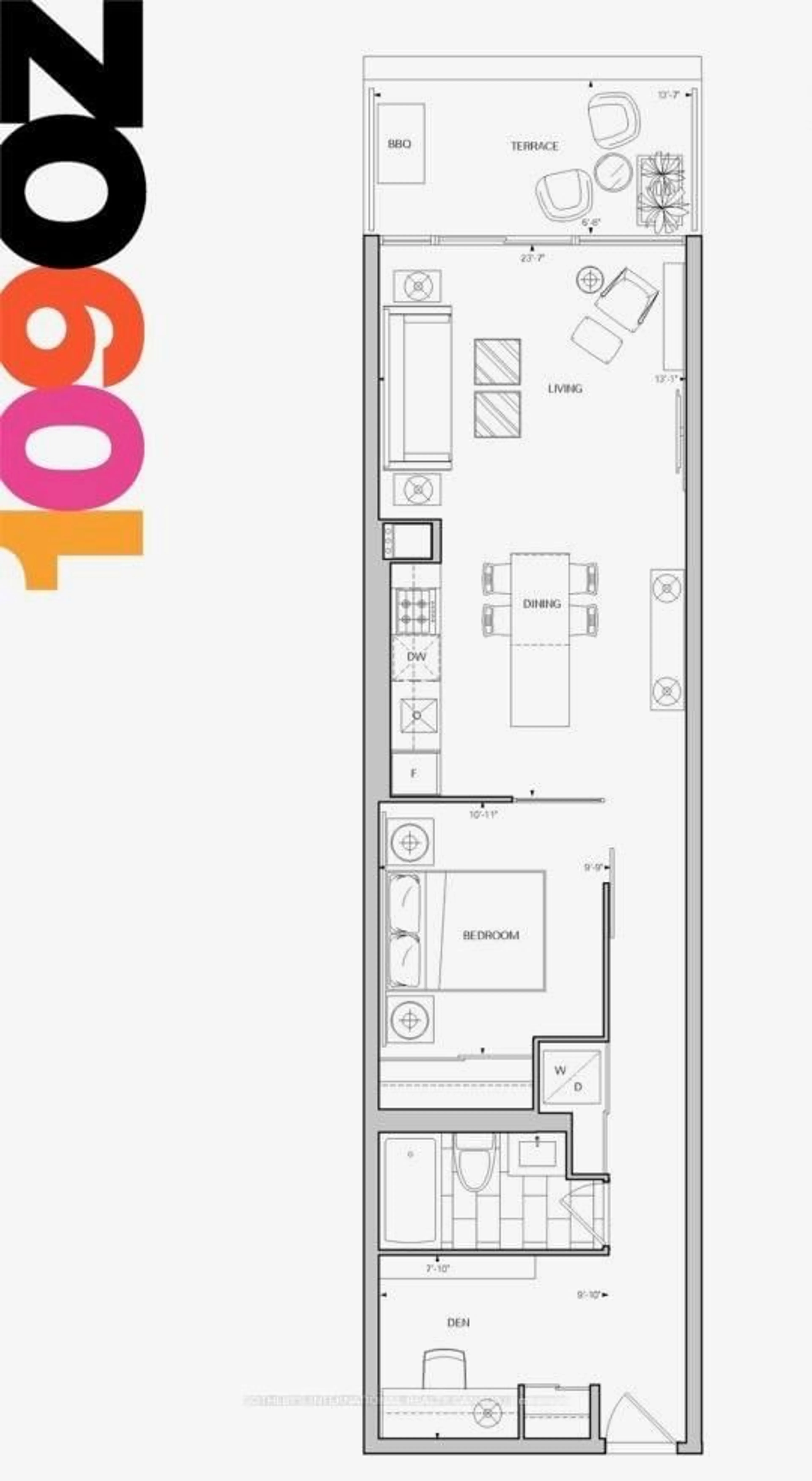 Floor plan for 109 Ossington Ave #216, Toronto Ontario M6J 0G1
