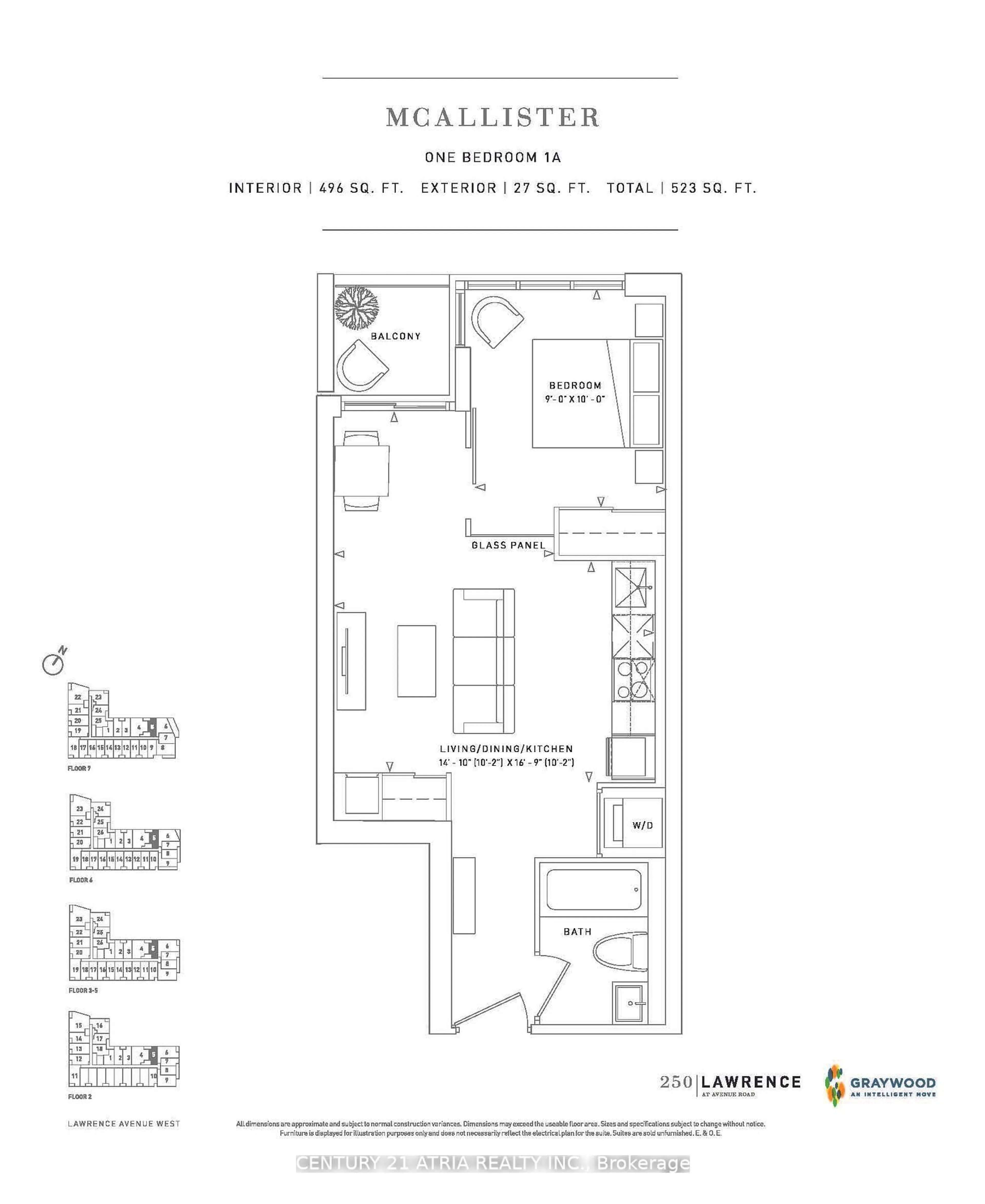Floor plan for 250 Lawrence Ave #605, Toronto Ontario M5M 1B1