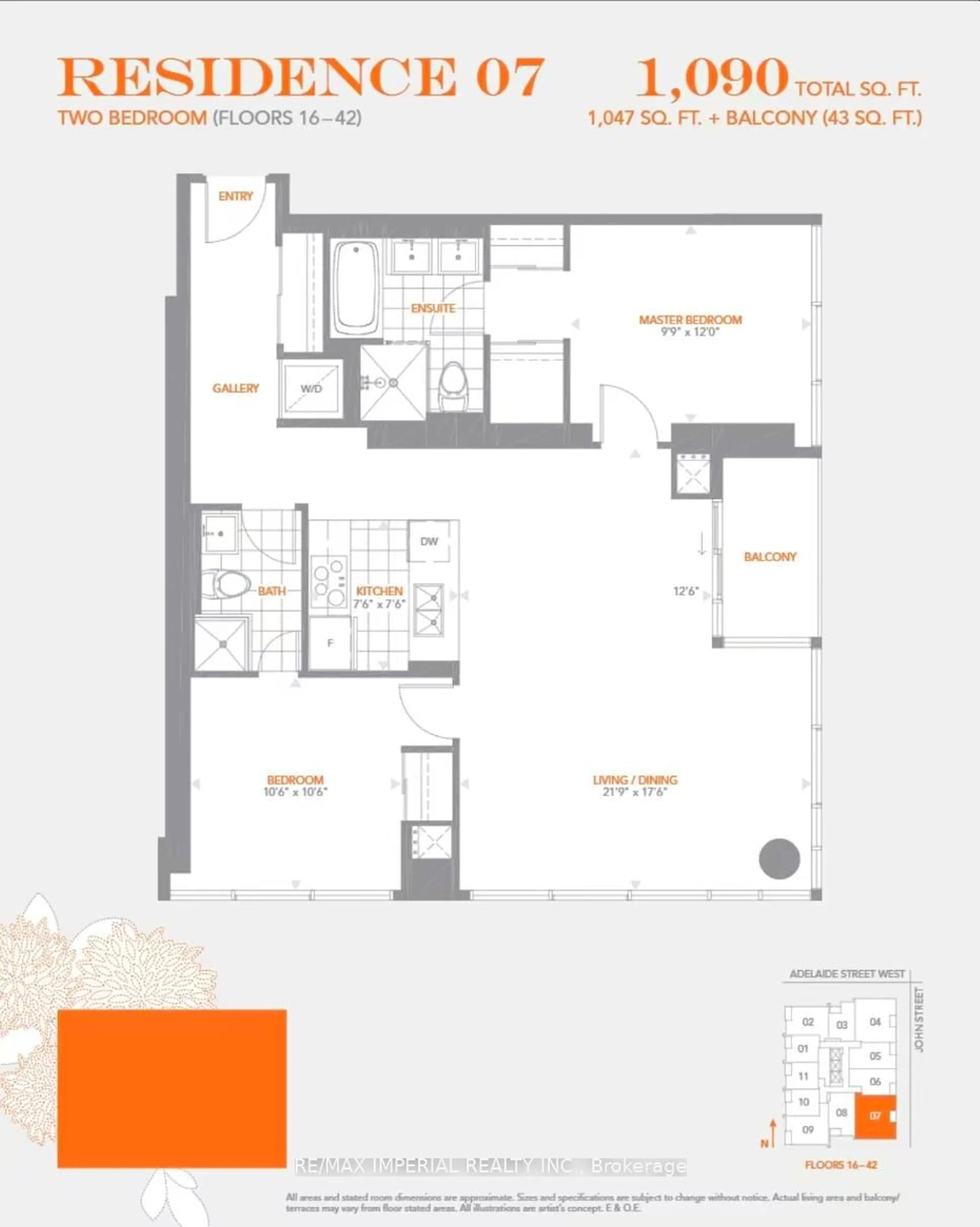 Floor plan for 295 Adelaide St #3407, Toronto Ontario M5V 0L4