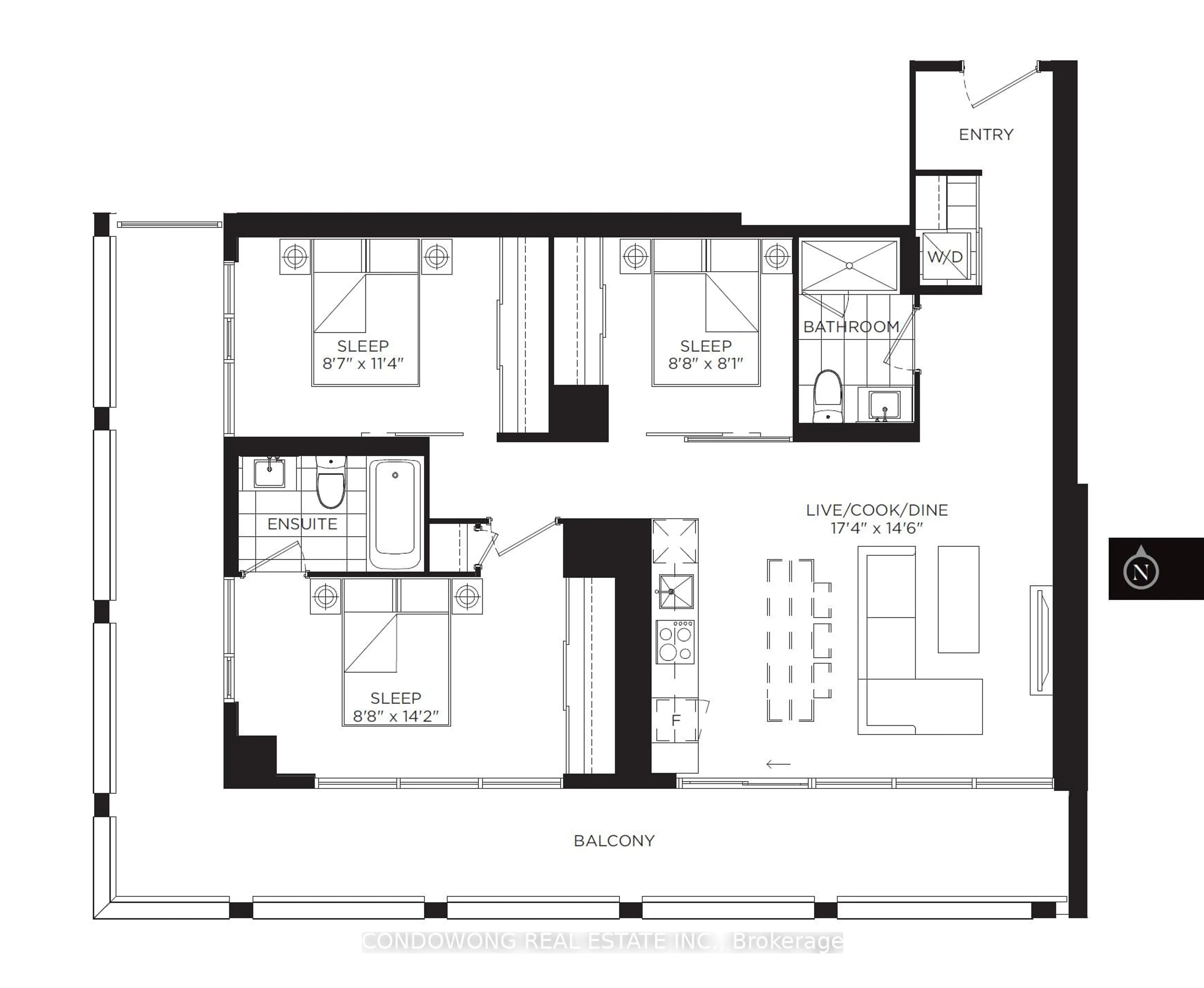 Floor plan for 20 Edward St #1510, Toronto Ontario M5J 0A7