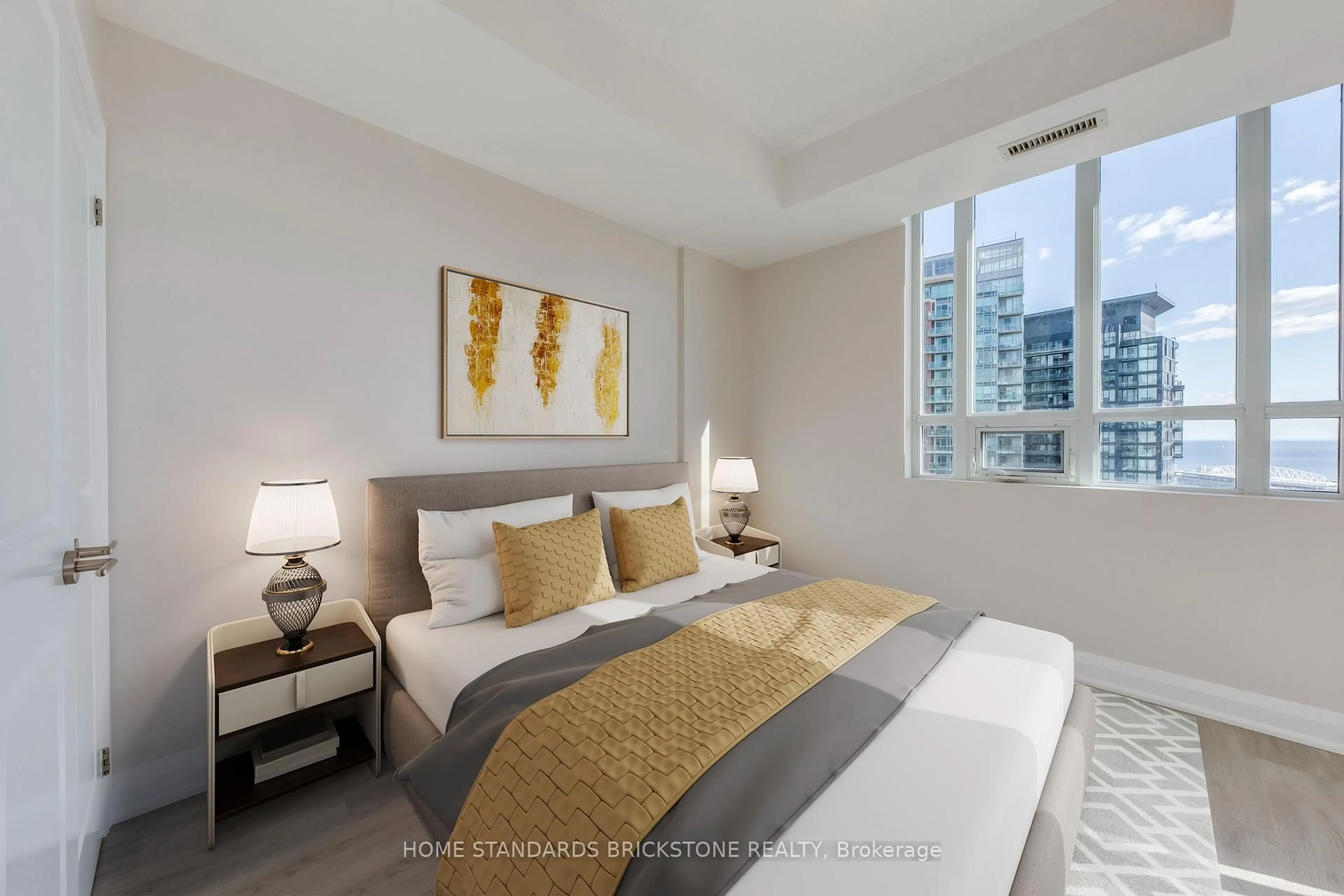Bedroom with bed, carpet floor for 125 Western Battery Rd #2508, Toronto Ontario M6K 3R8
