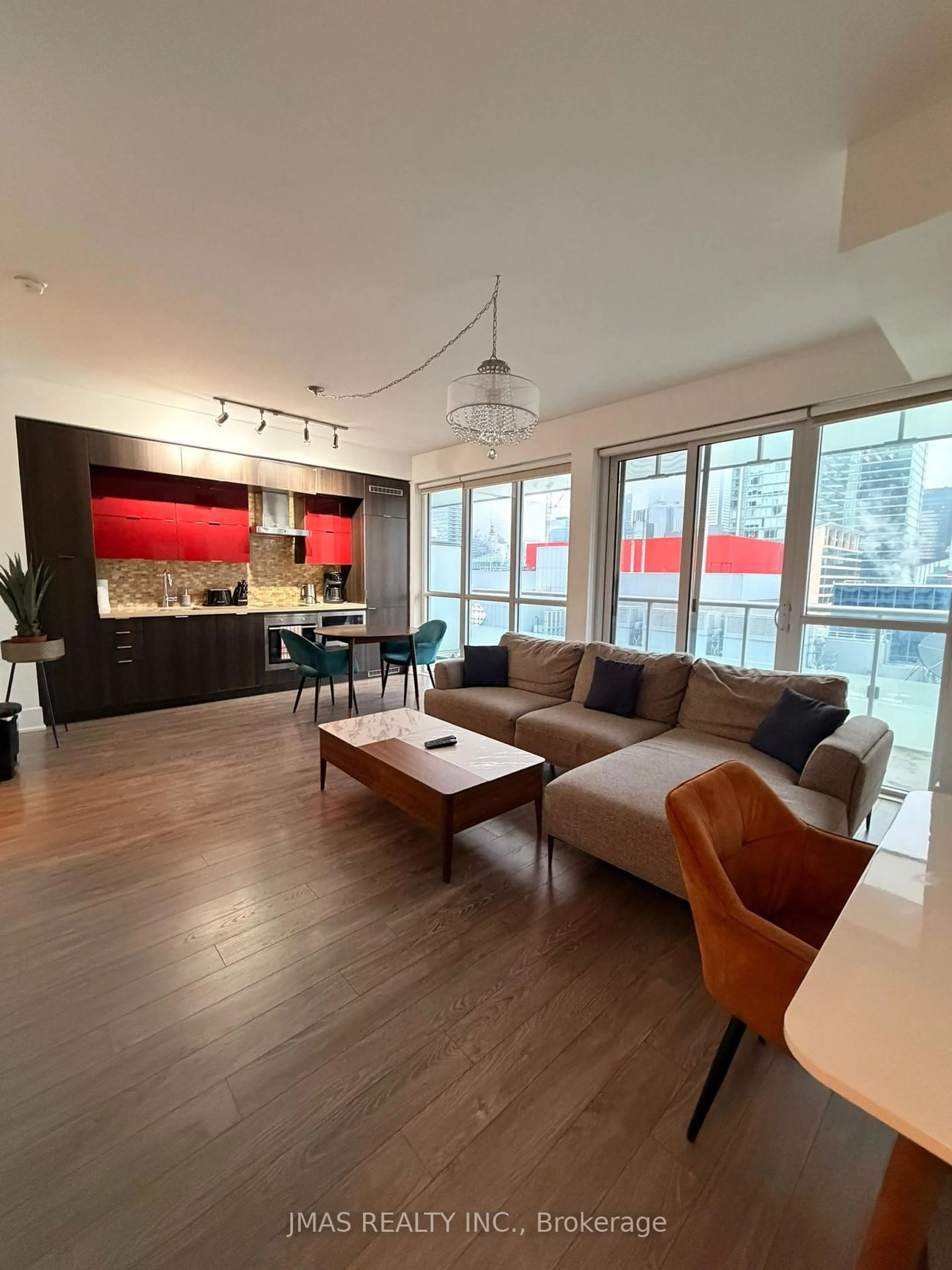 Living room with furniture, wood/laminate floor for 300 Front St #2109, Toronto Ontario M5V 0E9
