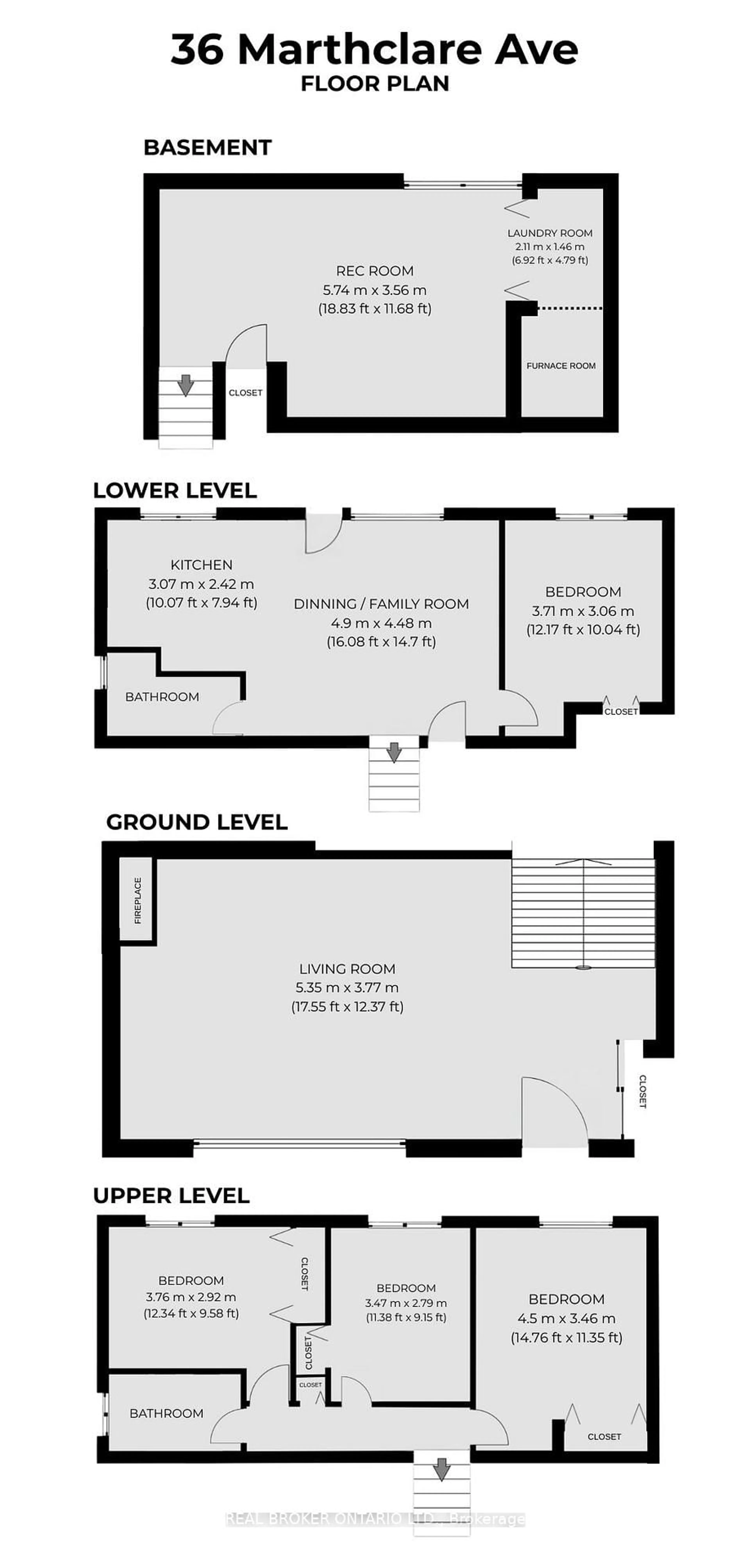 Floor plan for 36 Marthclare Ave, Toronto Ontario M3A 1E2