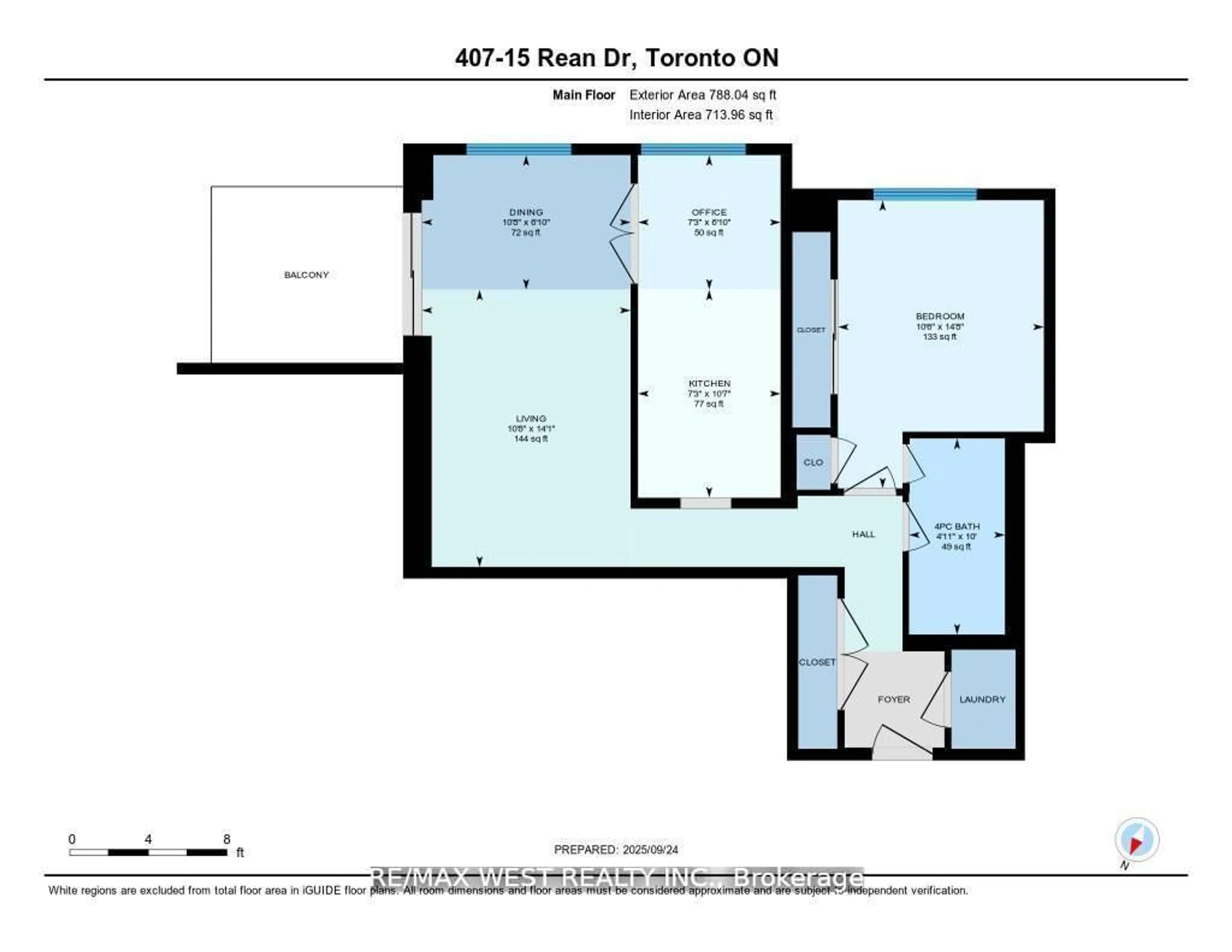 Floor plan for 15 Rean Dr #407, Toronto Ontario M2K 0A7