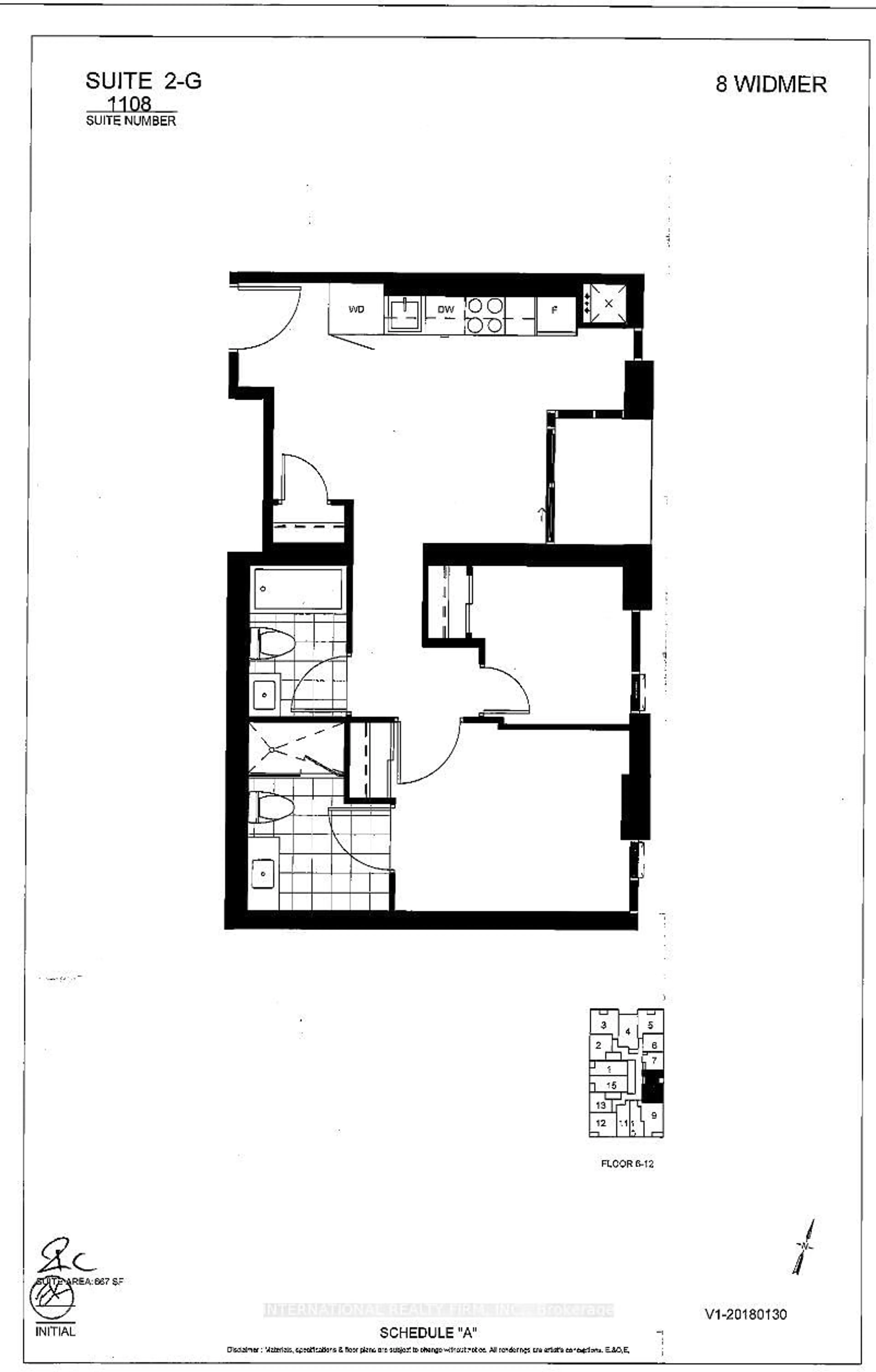 Floor plan for 8 Widmer St #1108, Toronto Ontario M5V 2E7