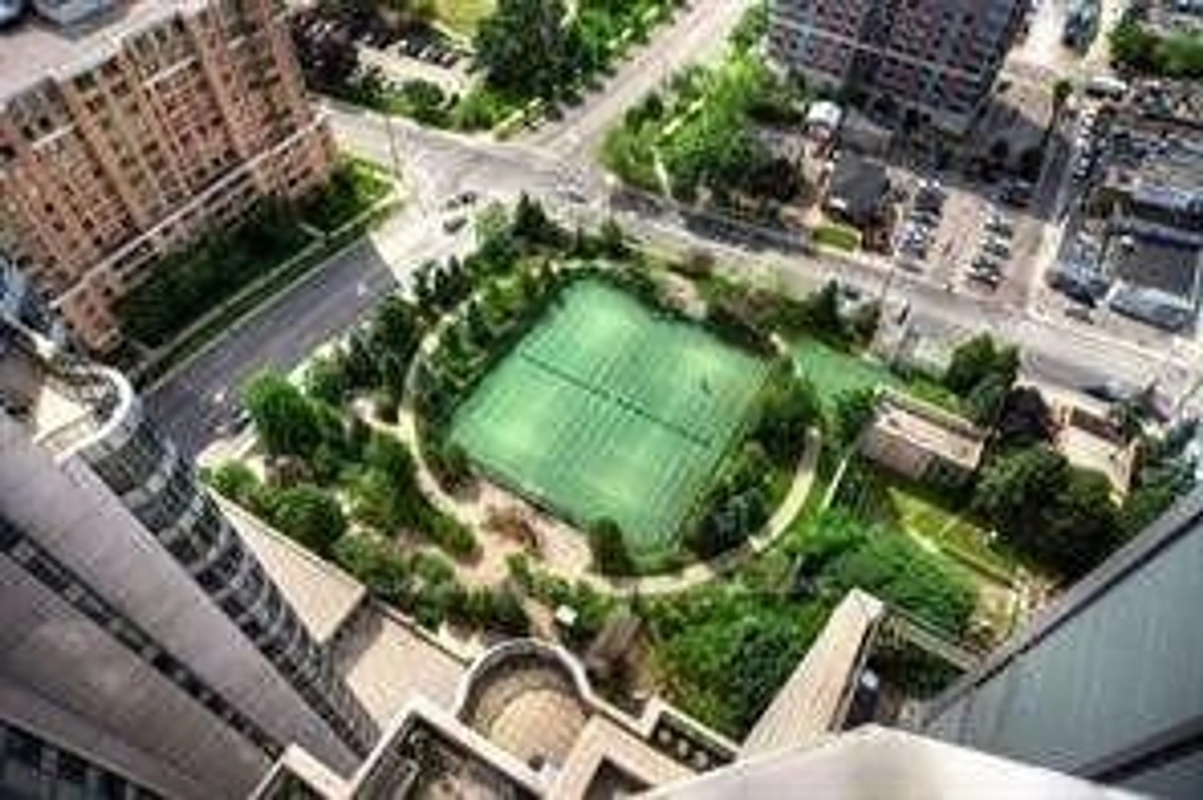 A pic from outside/outdoor area/front of a property/back of a property/a pic from drone, city buildings view from balcony for 15 Northtown Way #218, Toronto Ontario M2N 7A2