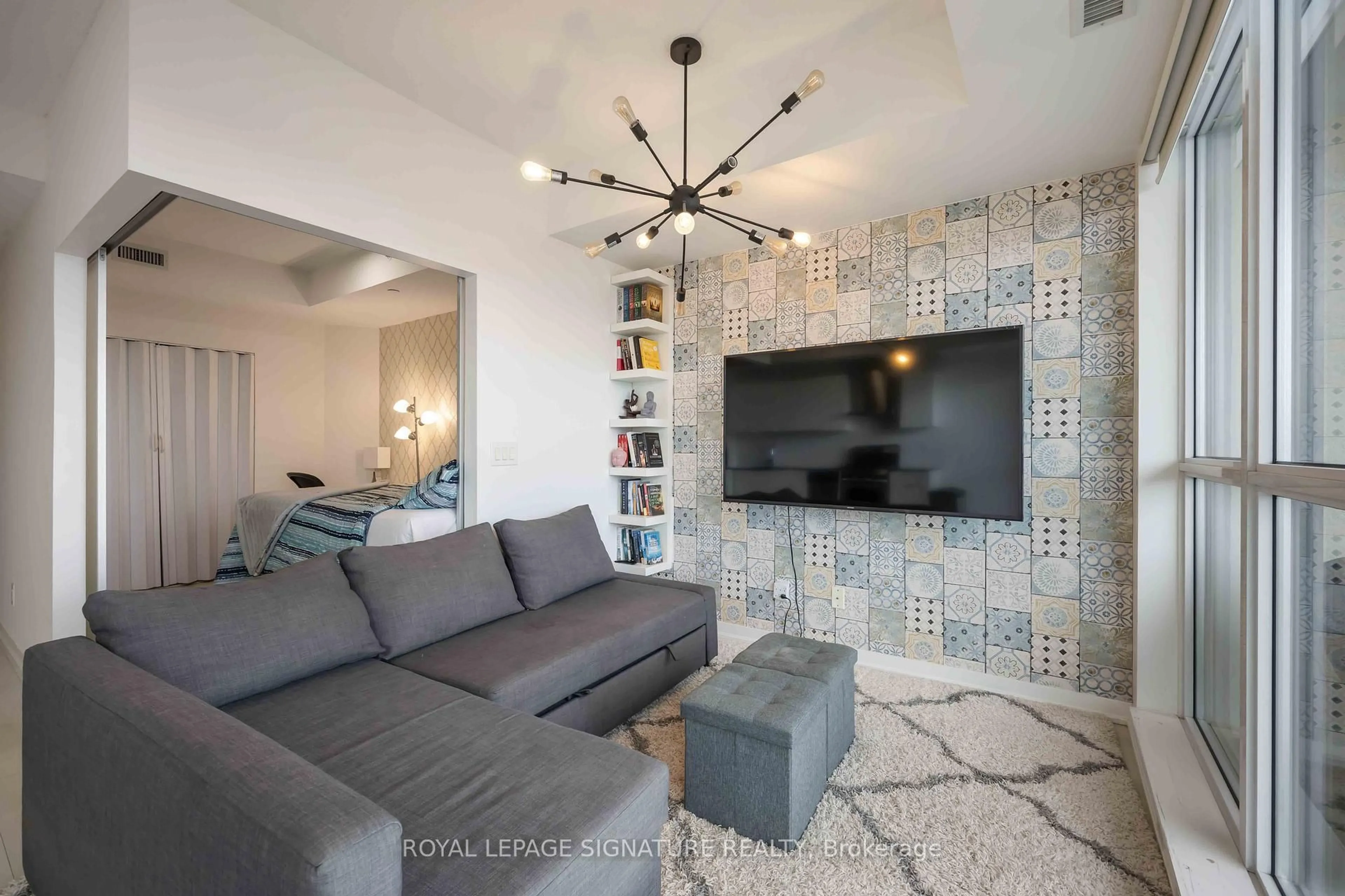 Living room with furniture, ceramic/tile floor for 51 East Liberty St #2215, Toronto Ontario M6K 3P8