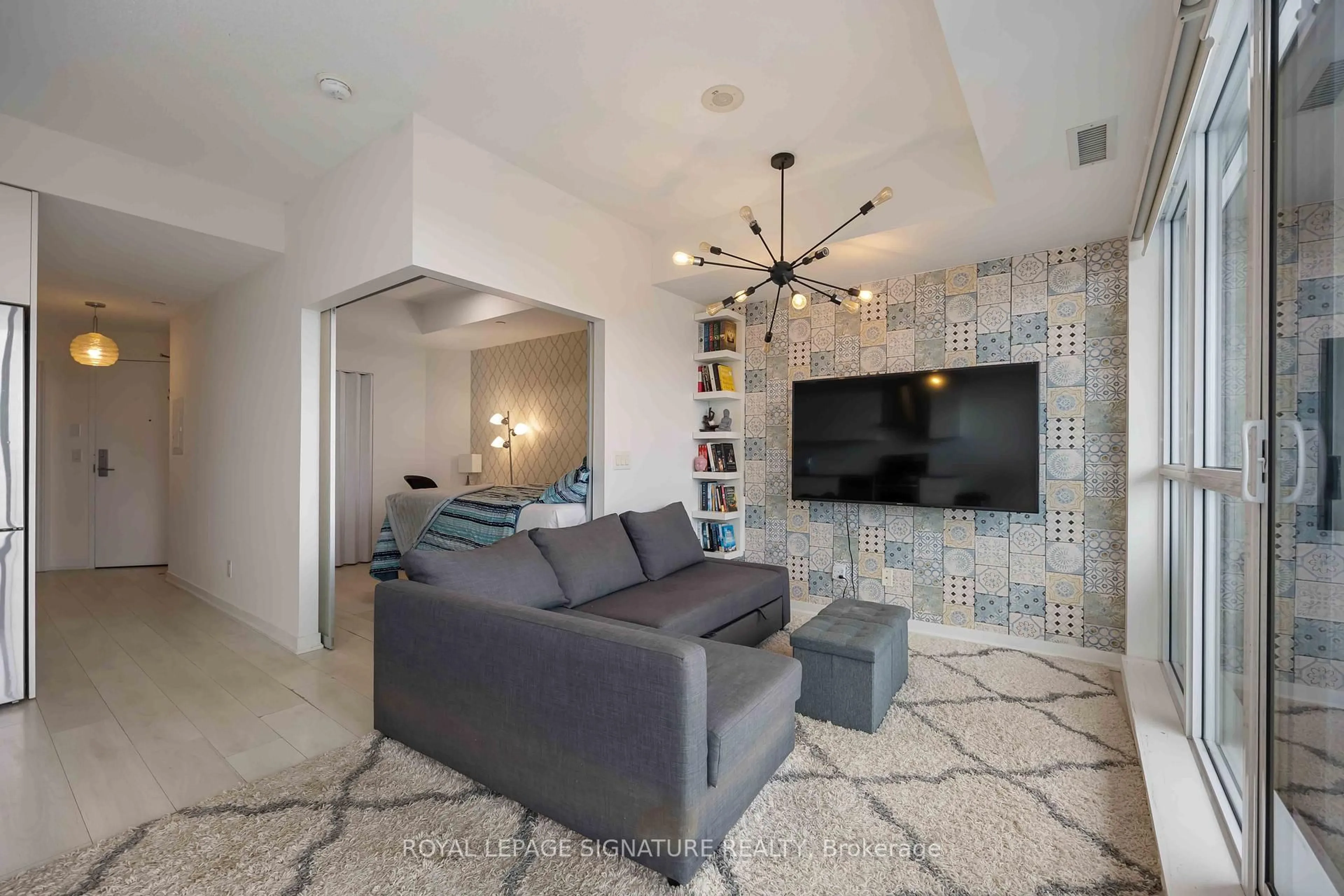 Living room with furniture, ceramic/tile floor for 51 East Liberty St #2215, Toronto Ontario M6K 3P8