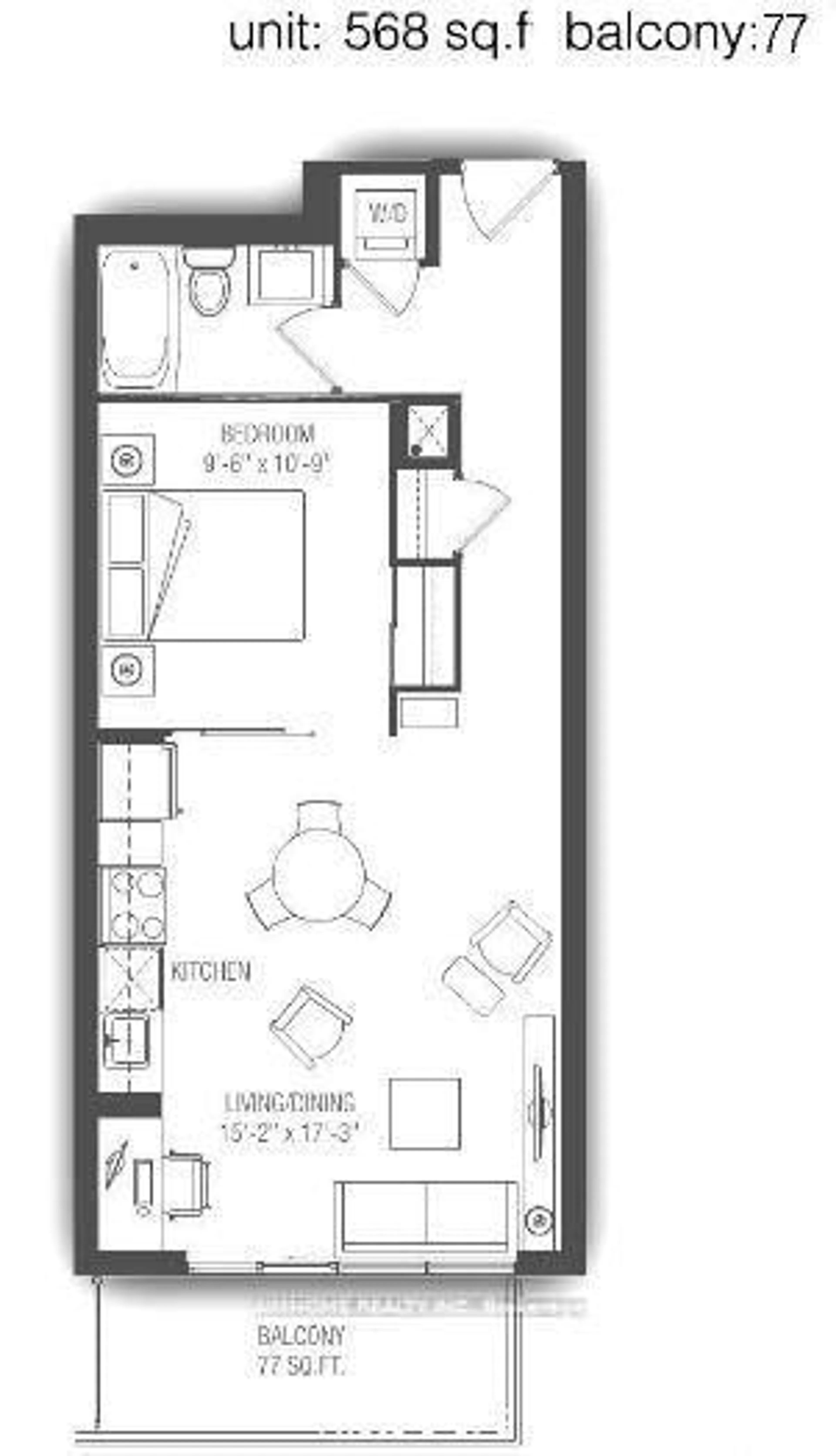 Floor plan for 160 Vanderhoof Ave #1107, Toronto Ontario M4G 0B7