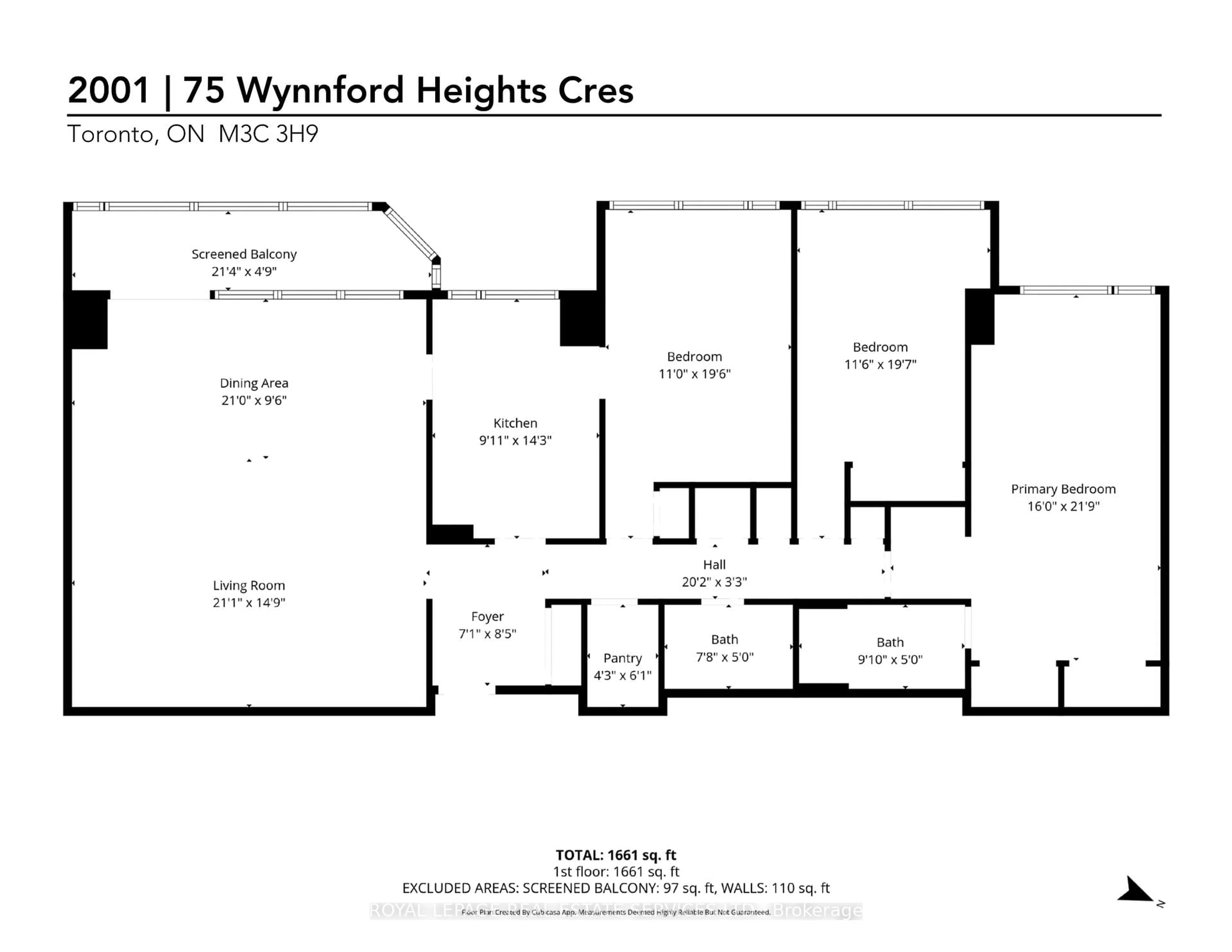 Floor plan for 75 Wynford Heights Cres #2001, Toronto Ontario M3C 3H9