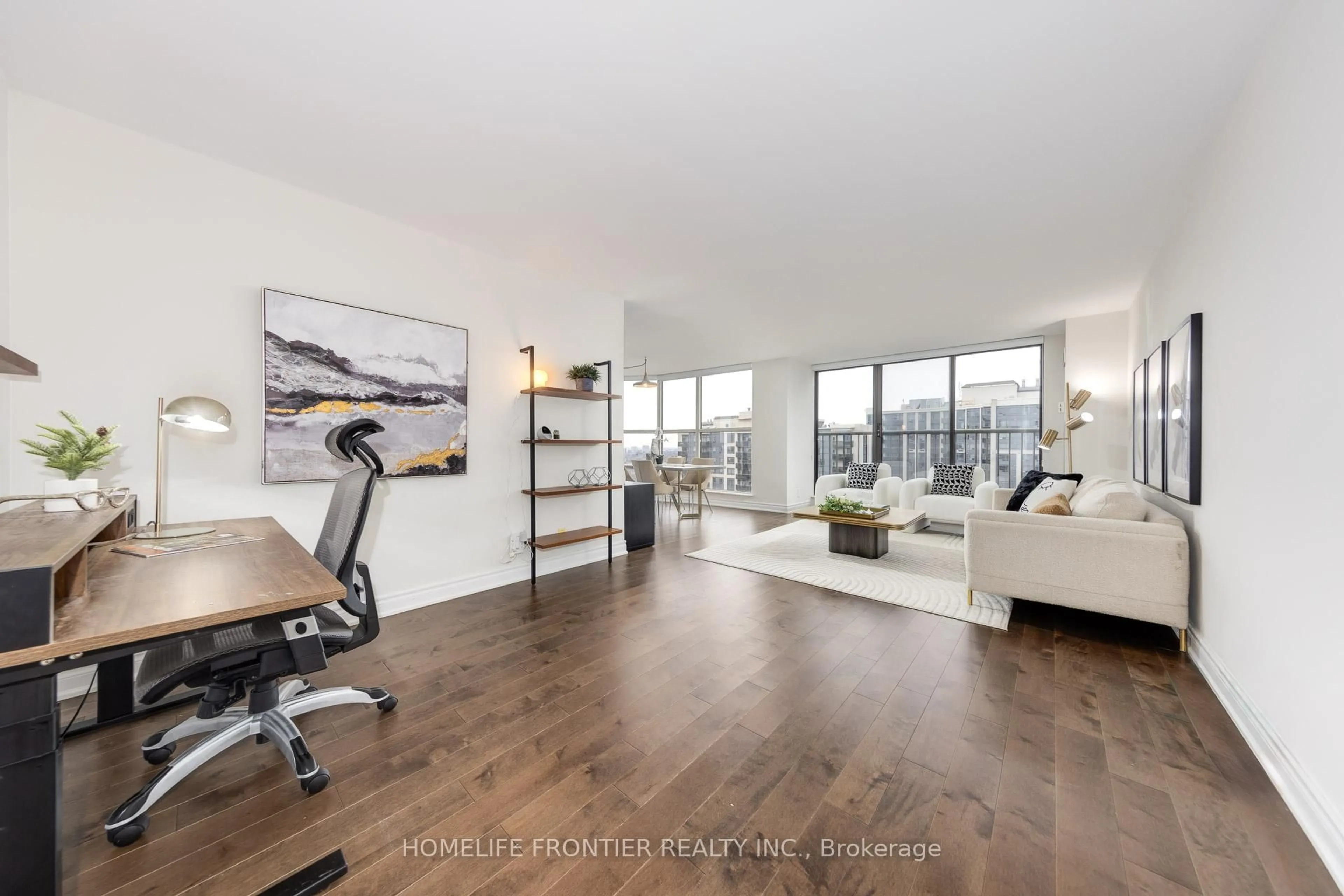 Living room with furniture, wood/laminate floor for 100 Upper Madison Ave #2602, Toronto Ontario M2N 6M4