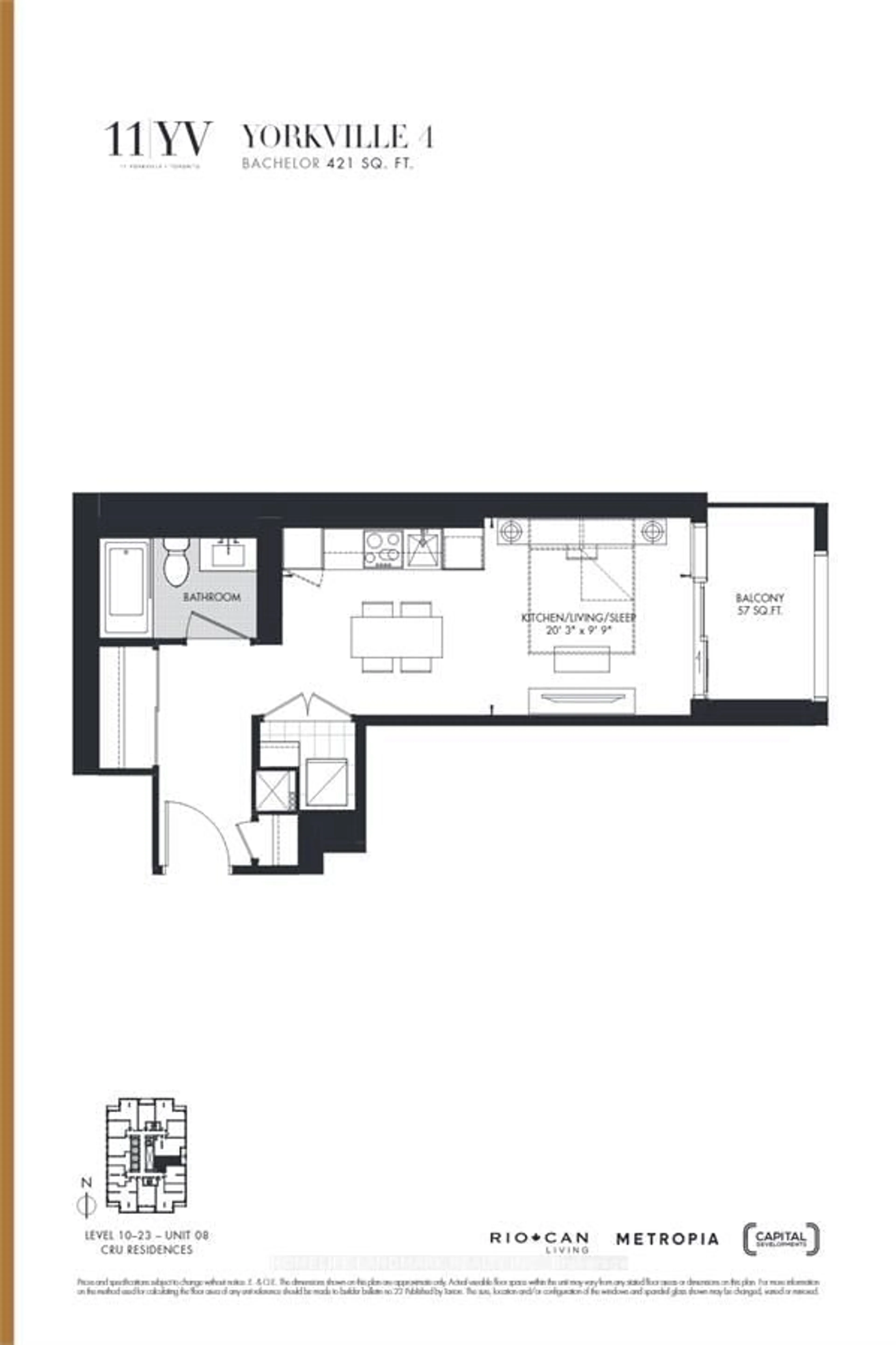 Floor plan for 11 Yorkville Ave #08, Toronto Ontario M4W 1L2