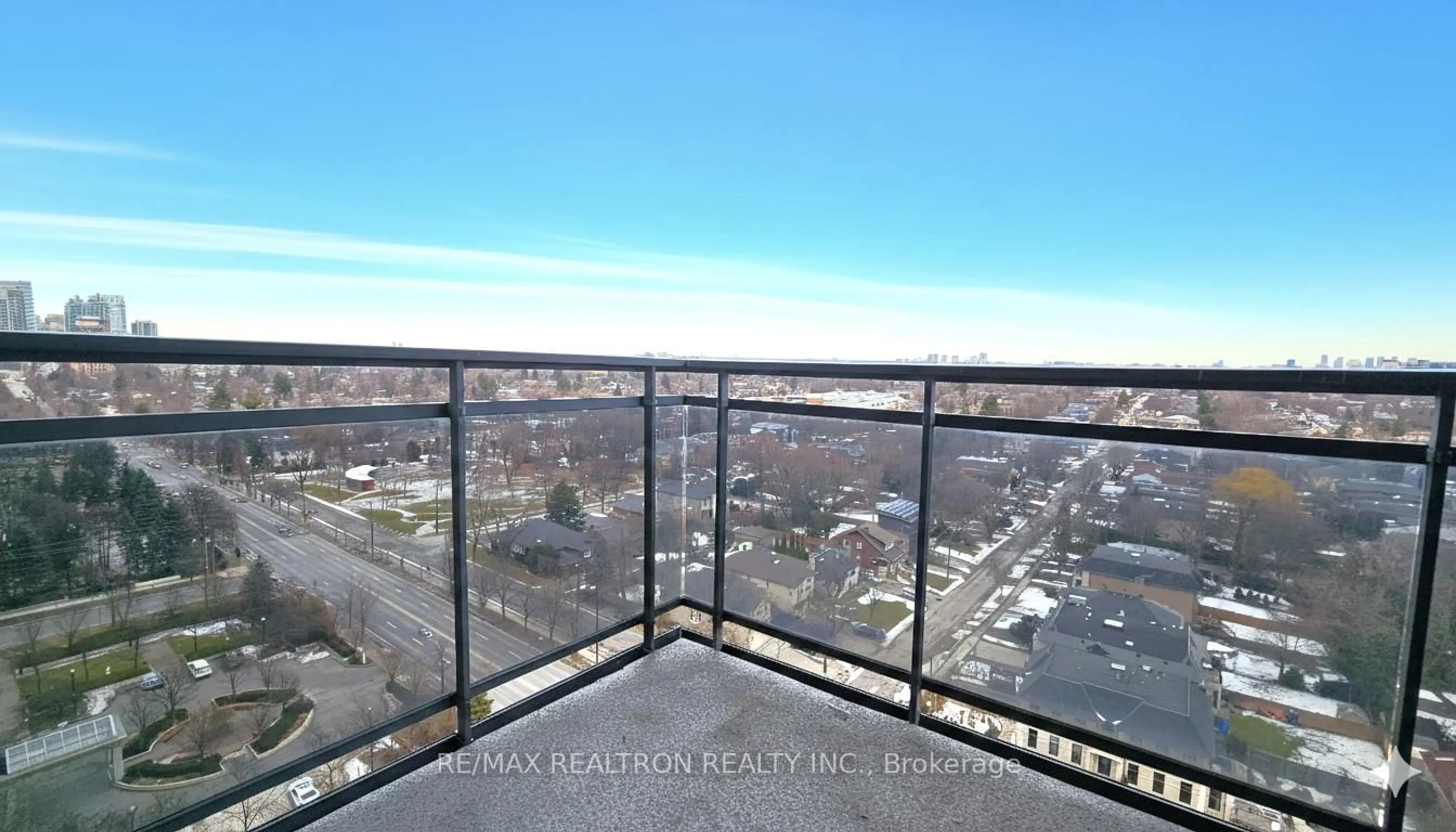 Balcony in the apartment, city buildings view from balcony for 28 Hollywood Ave #PH03, Toronto Ontario M2N 6S4
