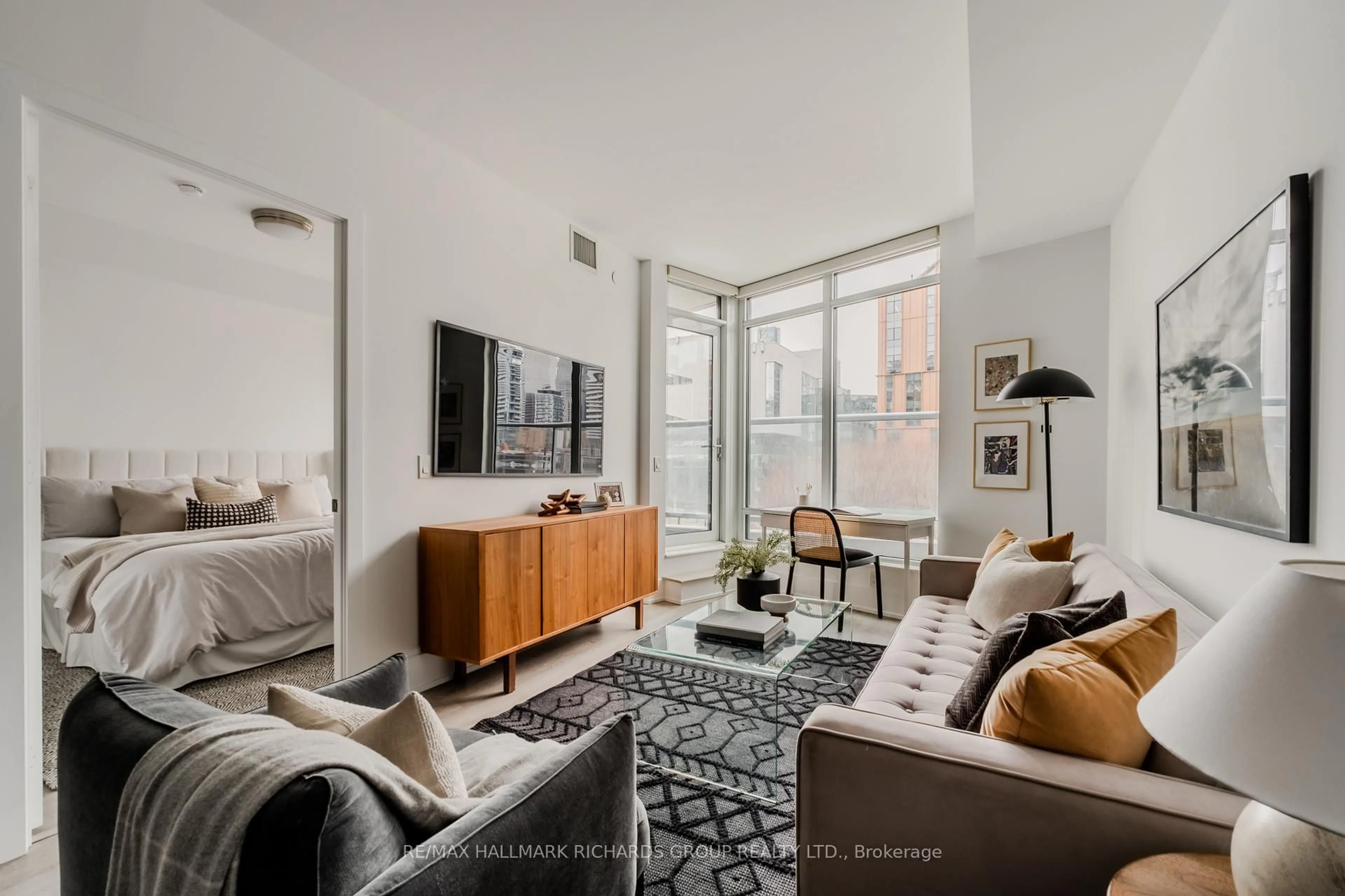 Living room with furniture, unknown for 15 Merchants' Wharf #340, Toronto Ontario M5A 0N8