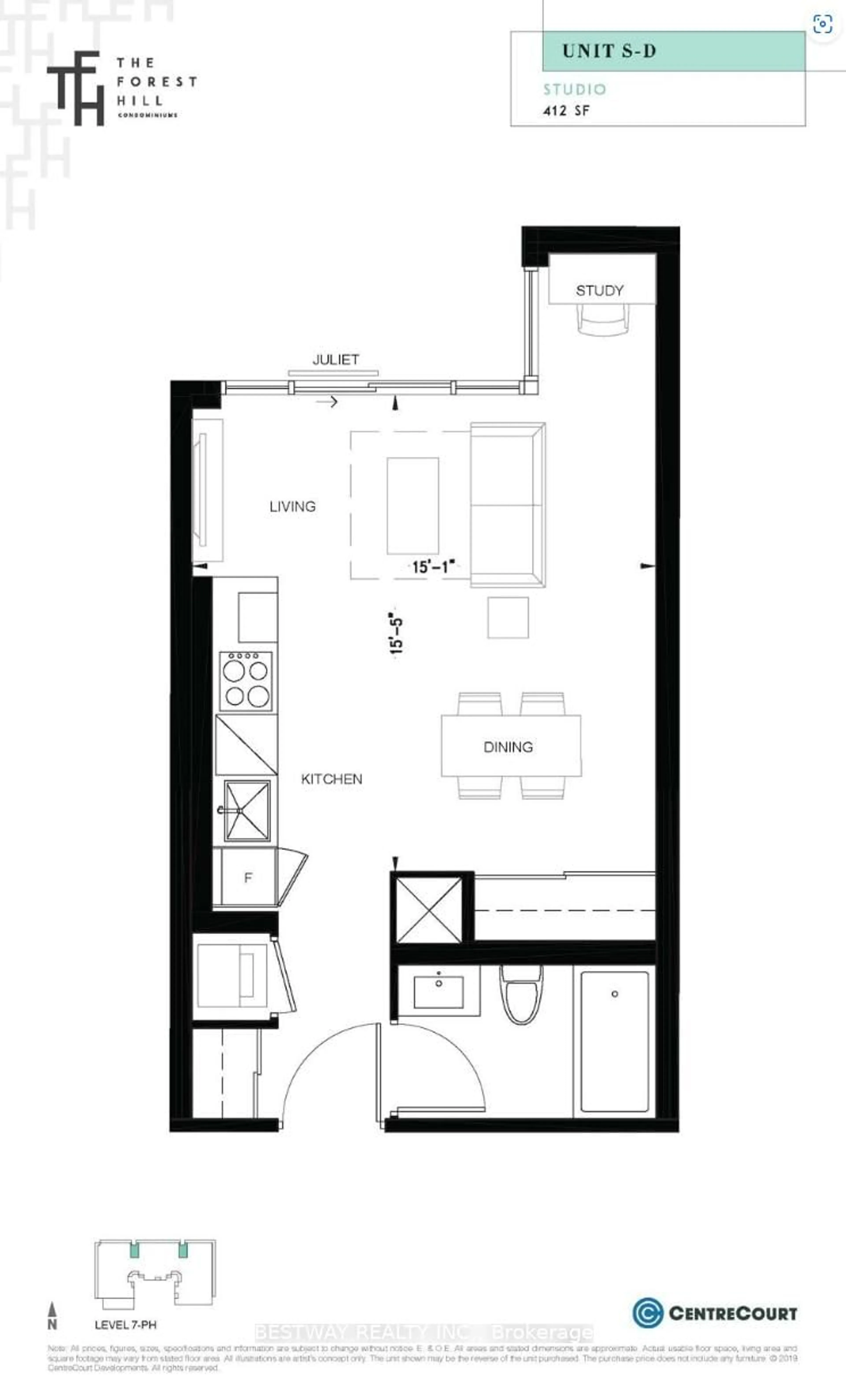 Floor plan for 2020 Bathurst St #1611, Toronto Ontario M5P 0A6