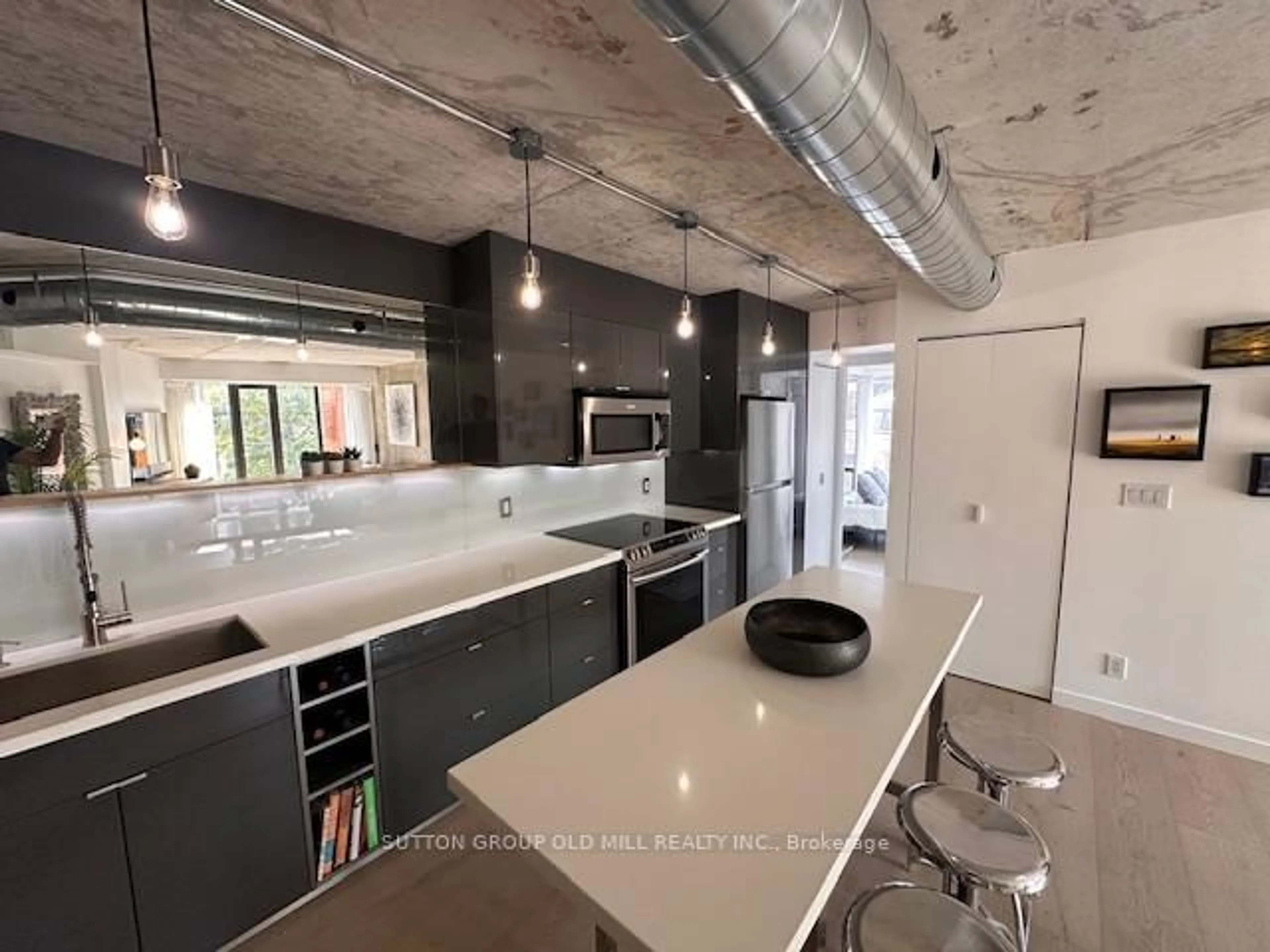 Contemporary kitchen, cement floor for 456 College St #211, Toronto Ontario M6G 4A3