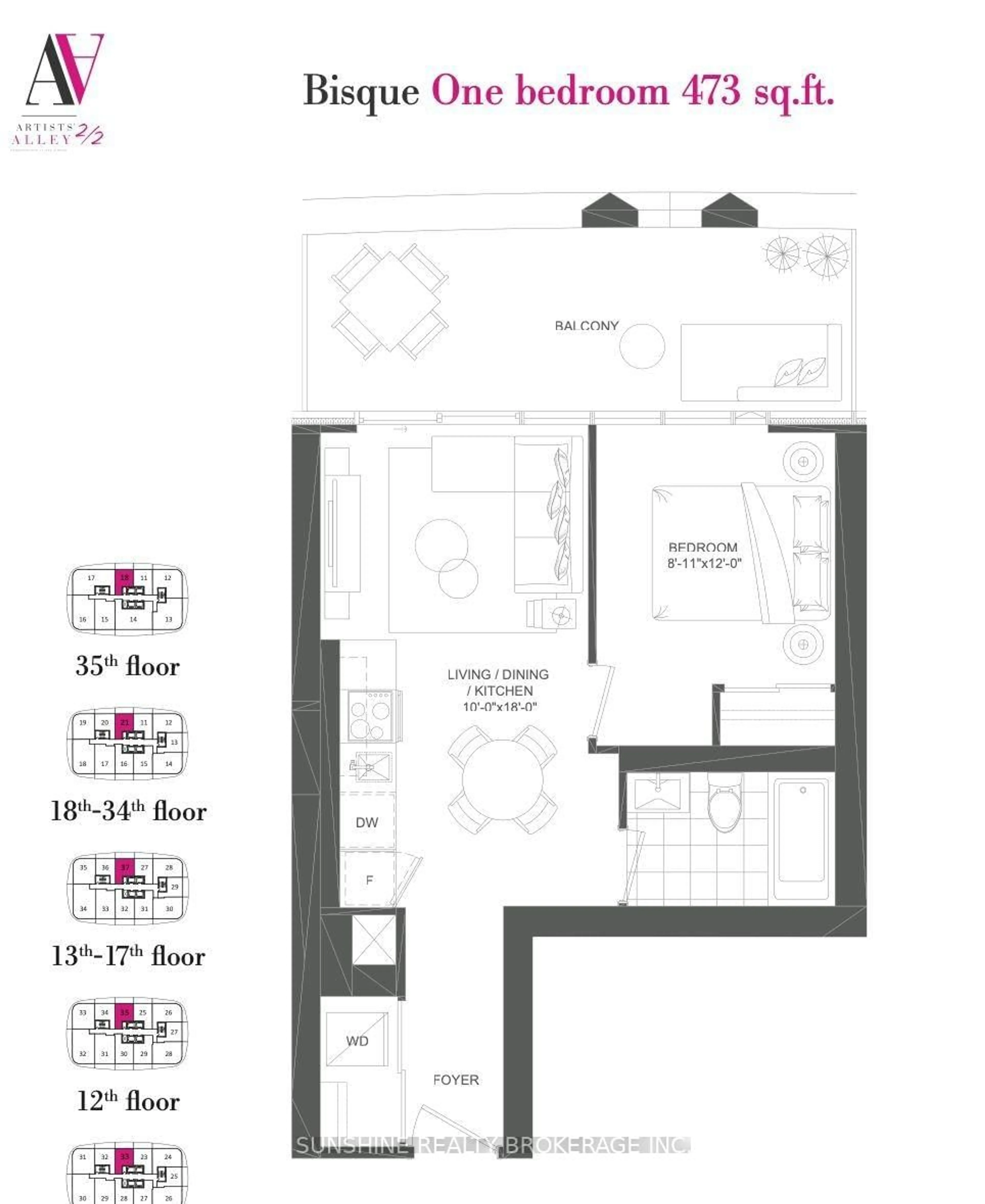 Floor plan for 230 Simcoe St #3421, Toronto Ontario M5T 0G7