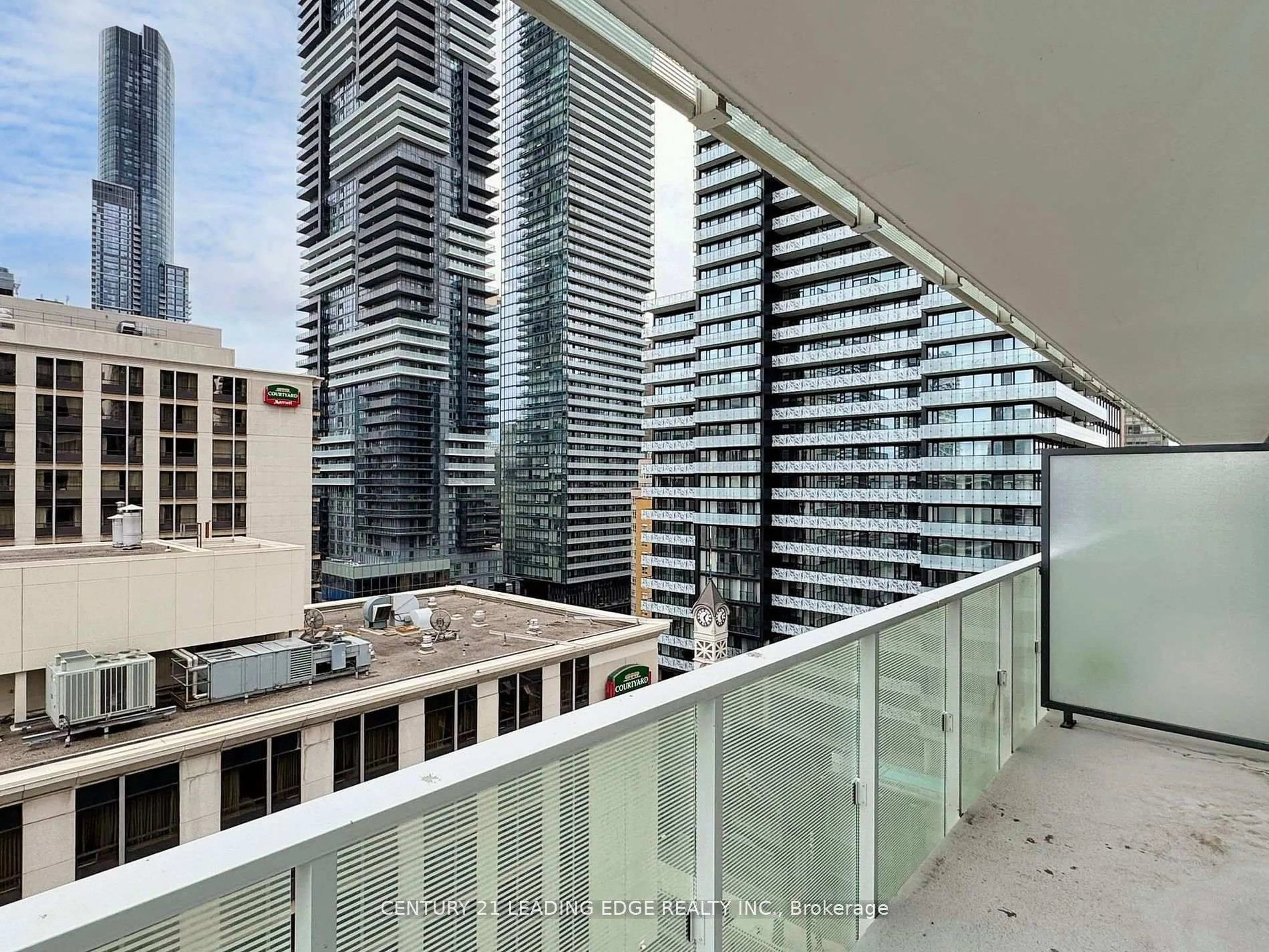 Balcony in the apartment, city buildings view from balcony for 501 Yonge St #1009, Toronto Ontario M4Y 0G8