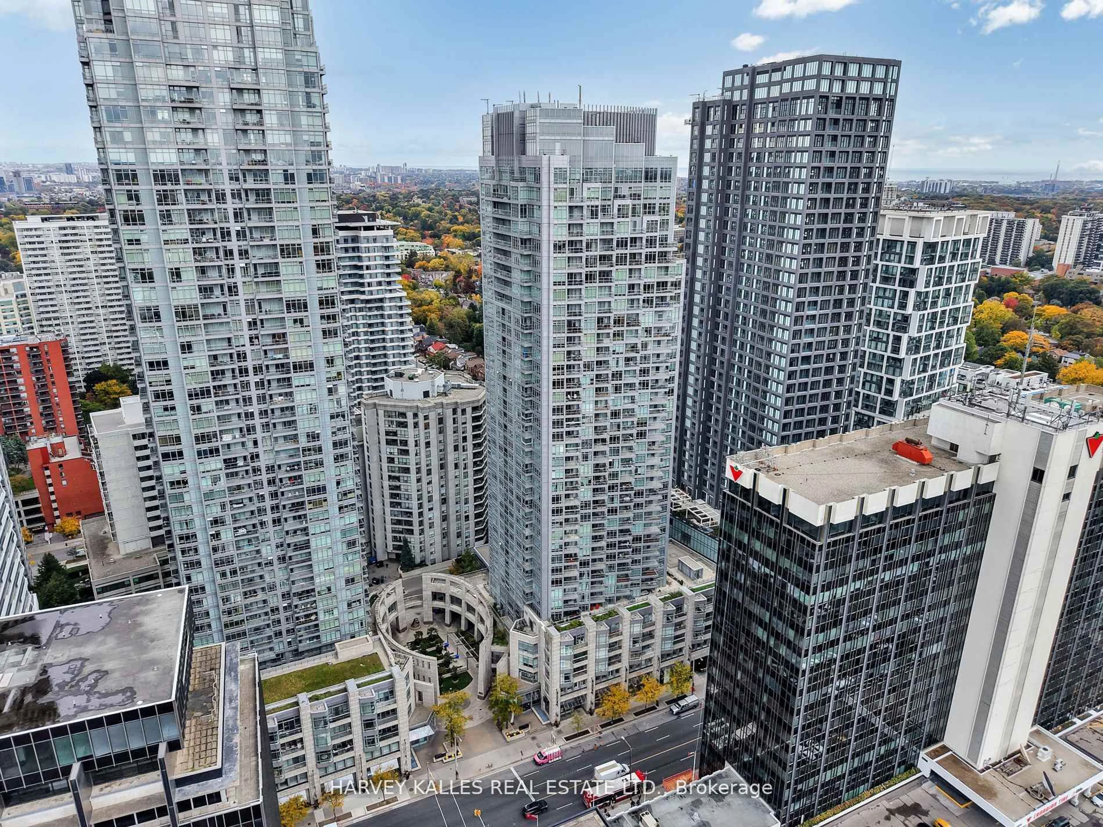 A pic from outside/outdoor area/front of a property/back of a property/a pic from drone, city buildings view from balcony for 2181 Yonge St #510, Toronto Ontario M4S 3H7