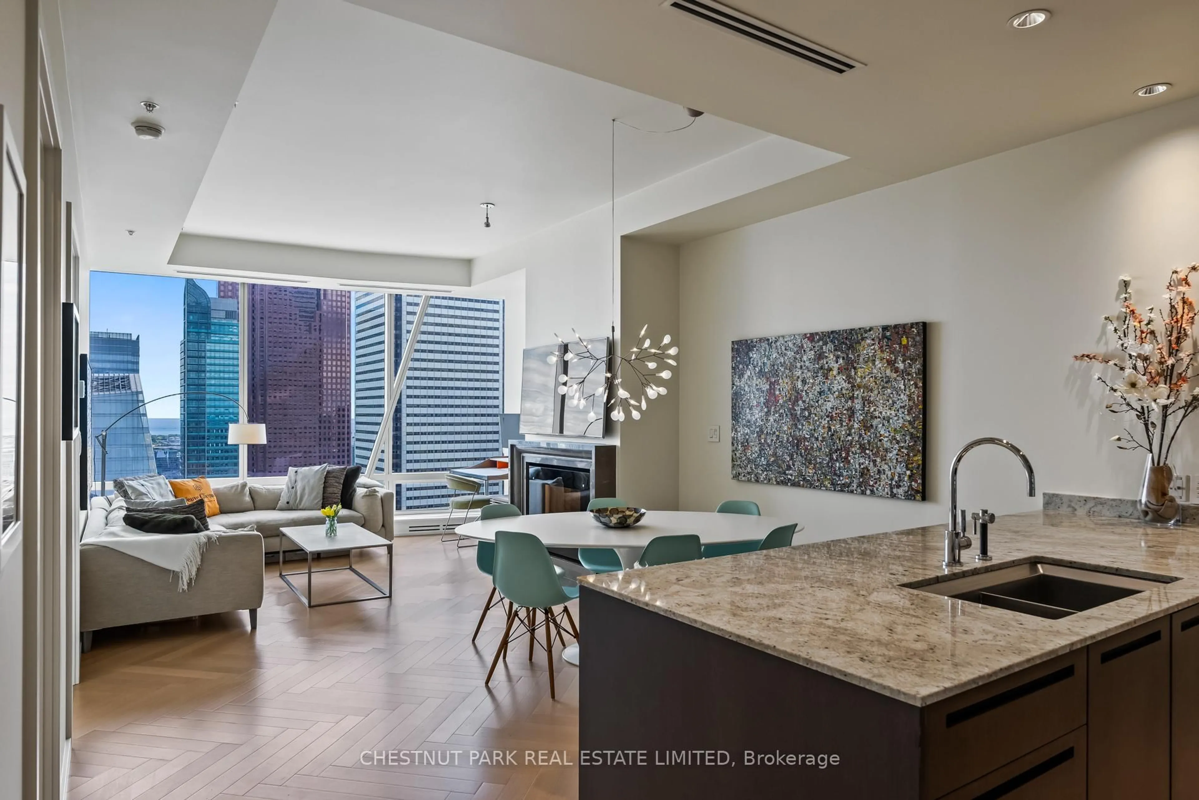 Open concept kitchen, ceramic/tile floor for 180 University Ave #5707, Toronto Ontario M5H 0A2