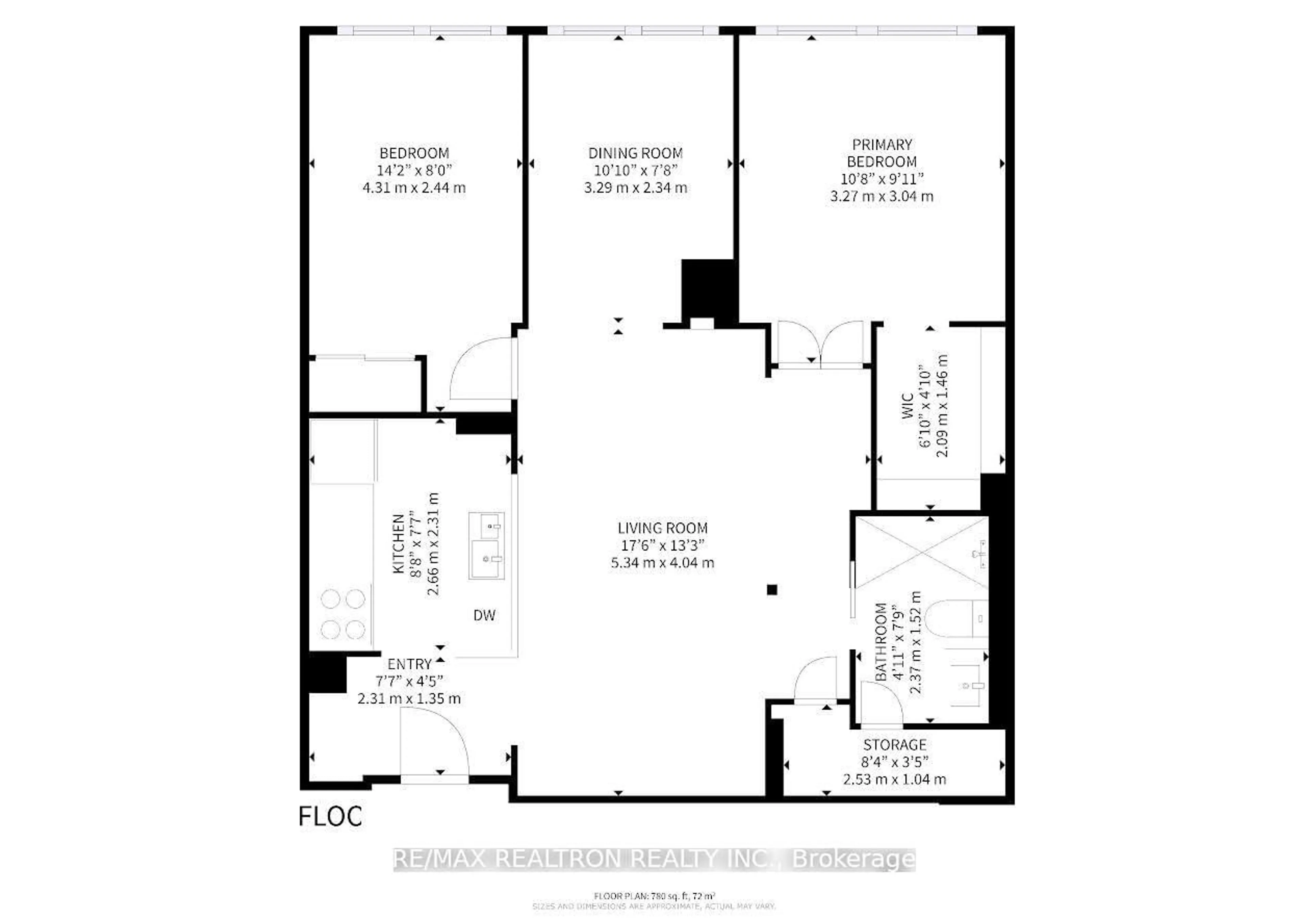 Floor plan for 222 The Esplanade Ave #402, Toronto Ontario M5A 4M8
