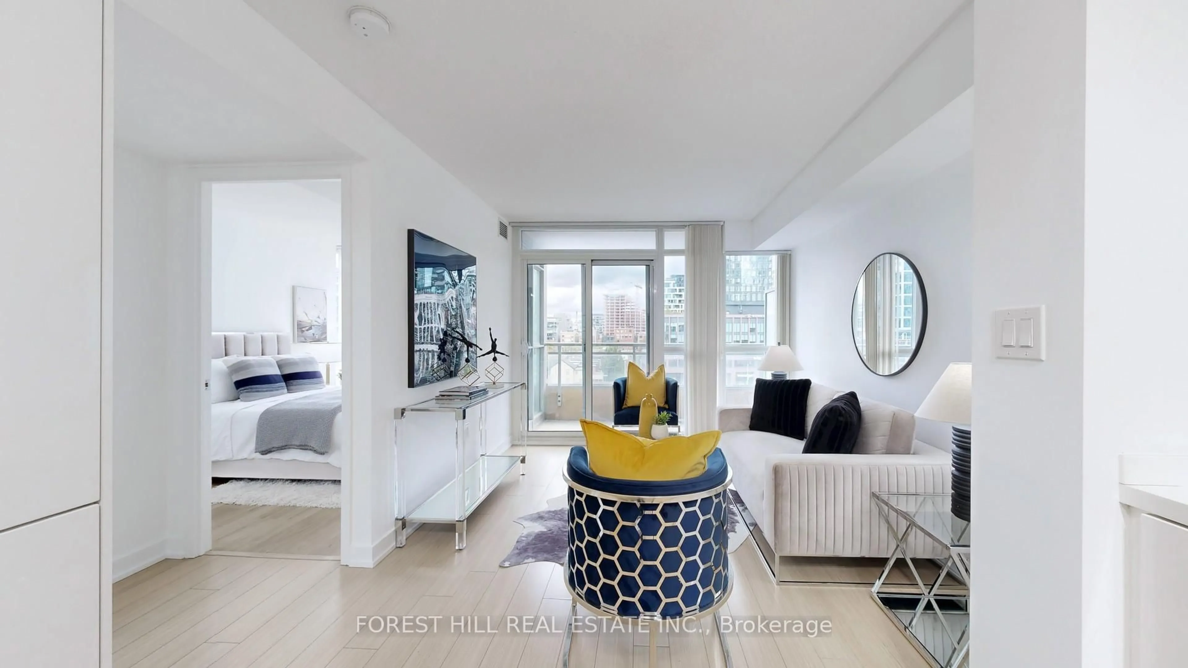 Living room with furniture, ceramic/tile floor for 10 Capreol Crt #743, Toronto Ontario M5V 4B3