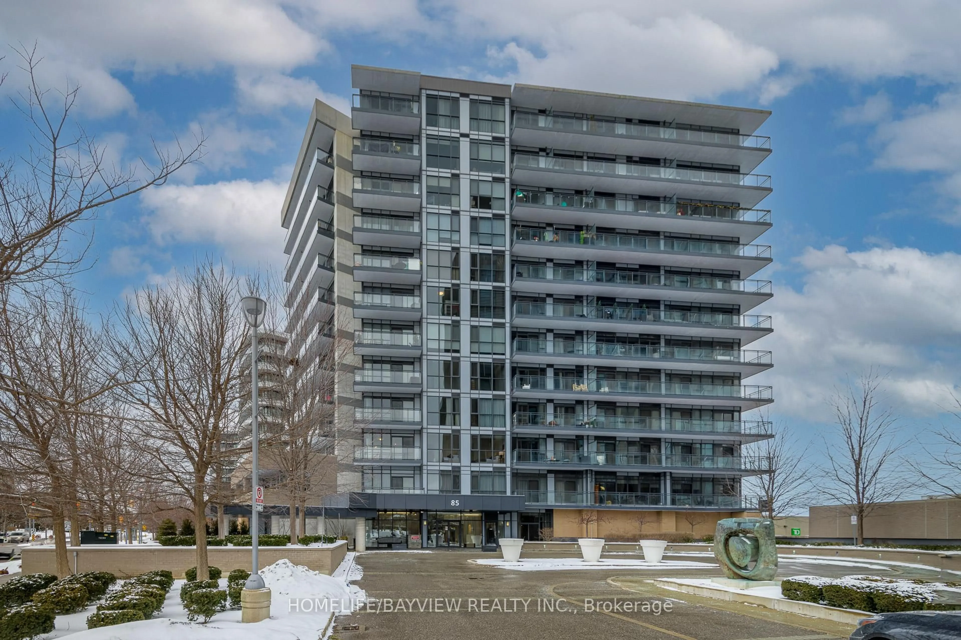 A pic from outside/outdoor area/front of a property/back of a property/a pic from drone, building for 85 The Donway #708, Toronto Ontario M3C 0L9