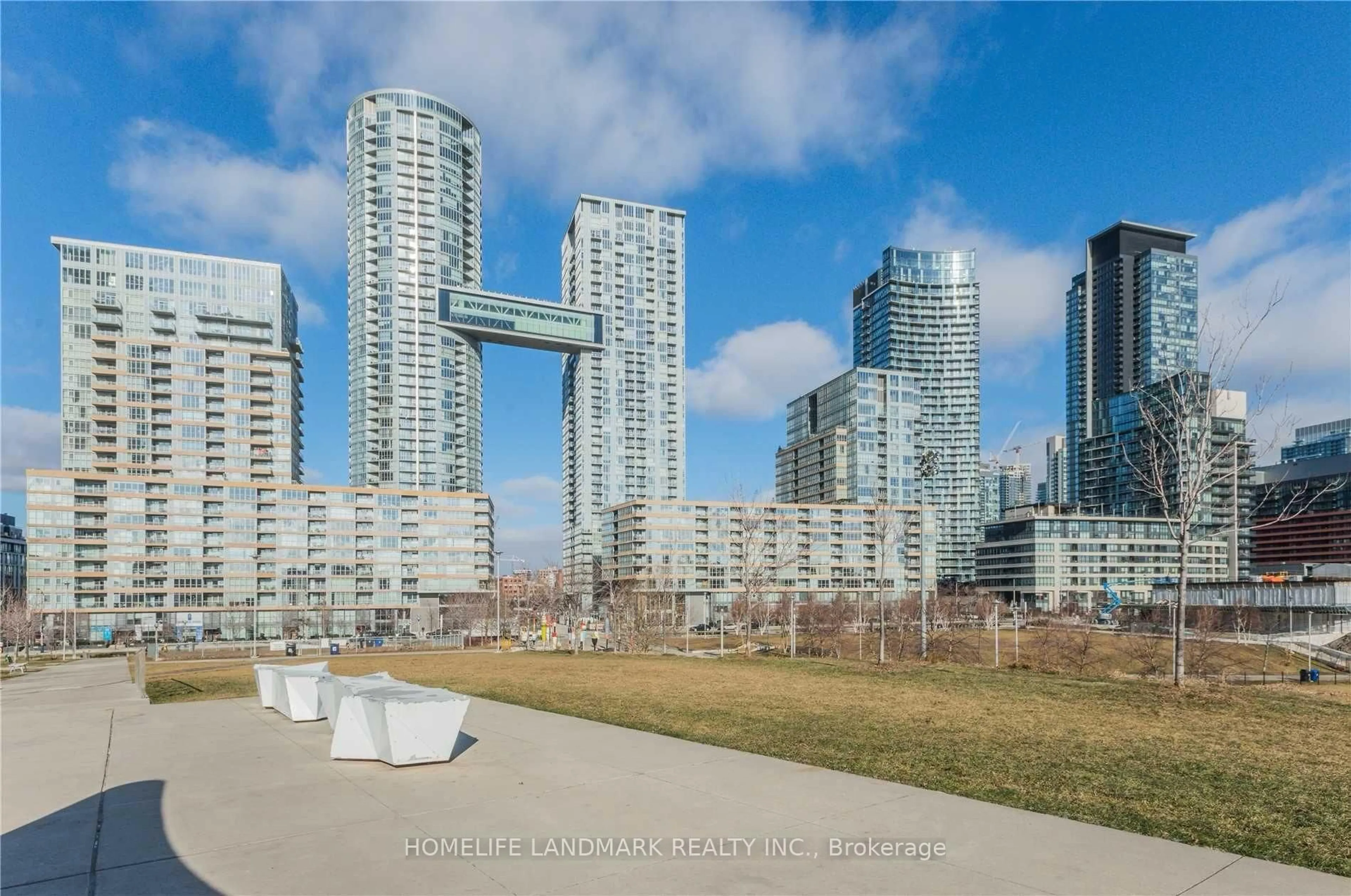 Patio, city buildings view from balcony for 151 Dan Leckie Way #702, Toronto Ontario M5V 4B2