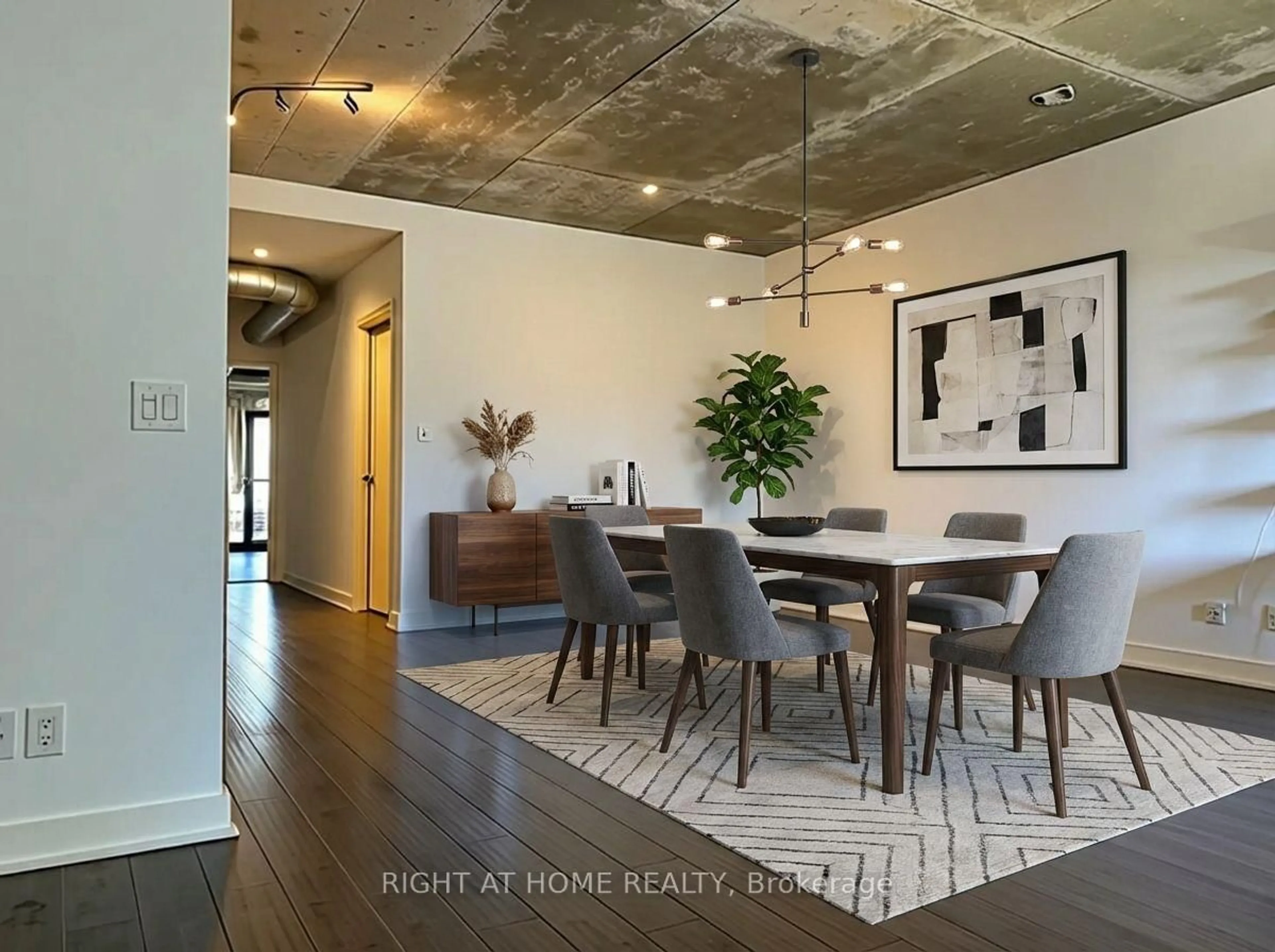 Dining room, cement floor for 62 Niagara St #319, Toronto Ontario M5V 1C5