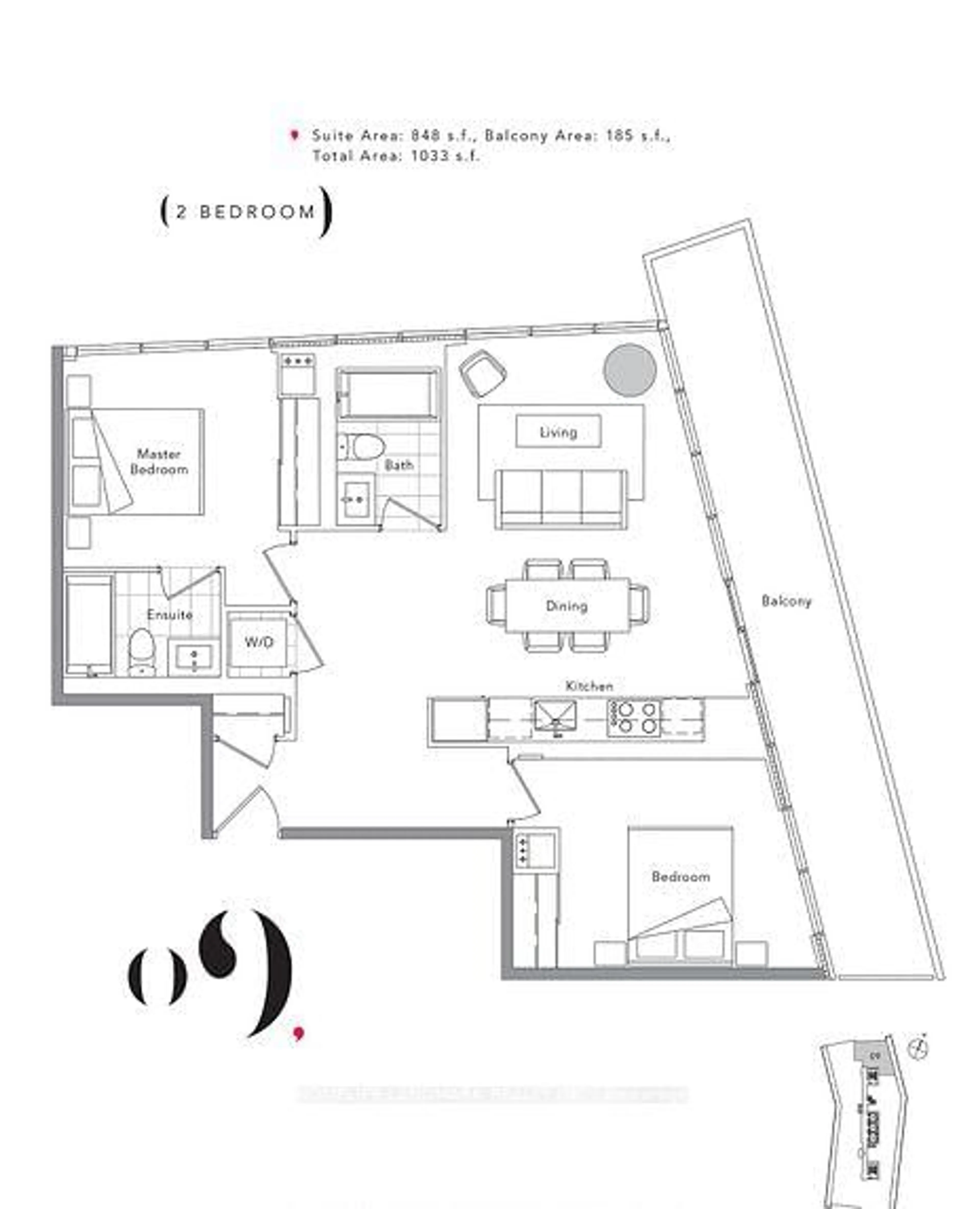 Floor plan for 117 Mcmahon Dr #2209, Toronto Ontario M2K 2X9
