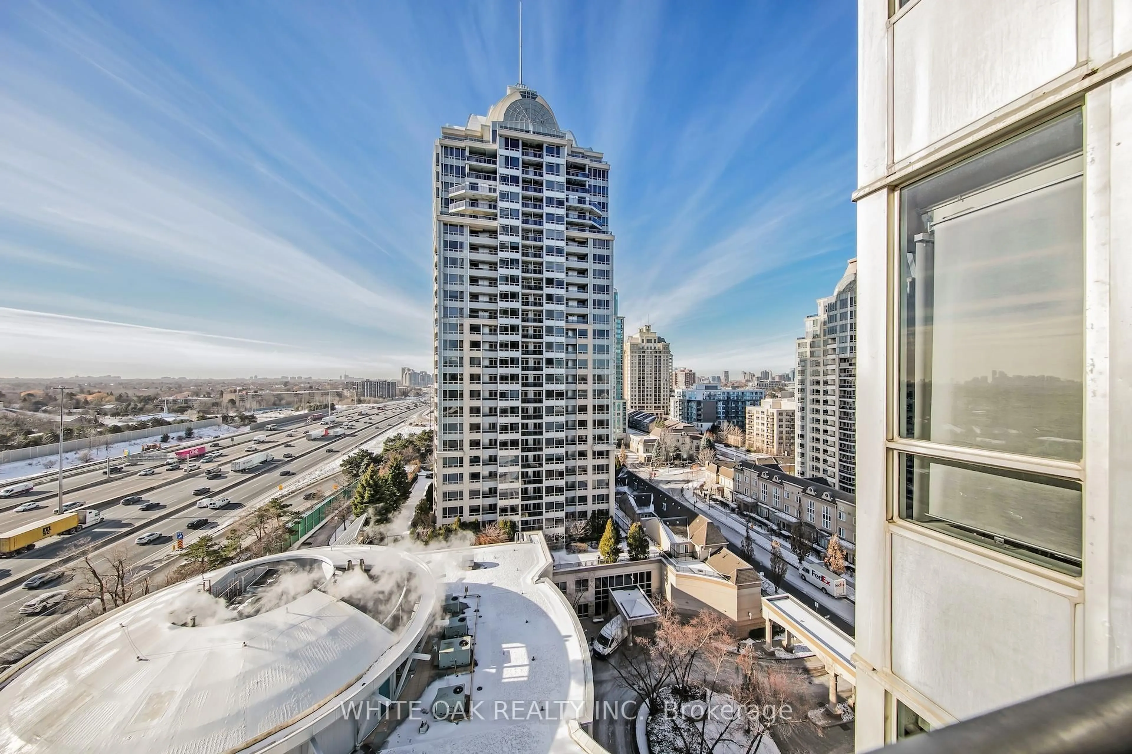 A pic from outside/outdoor area/front of a property/back of a property/a pic from drone, city buildings view from balcony for 3 Rean Dr #1112, Toronto Ontario M2K 3C2
