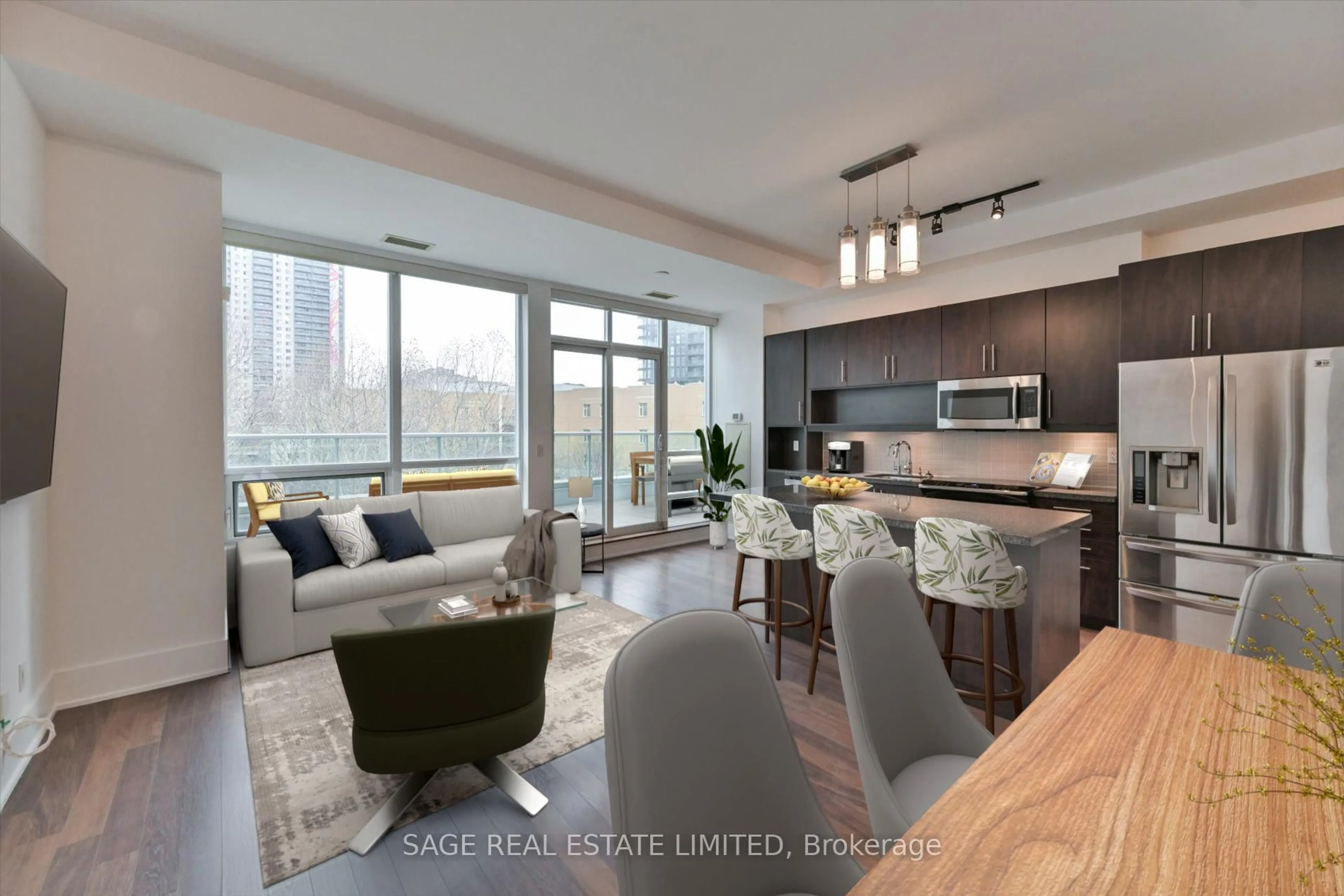 Open concept kitchen, wood/laminate floor for 120 Homewood Ave #321, Toronto Ontario M4Y 2J3