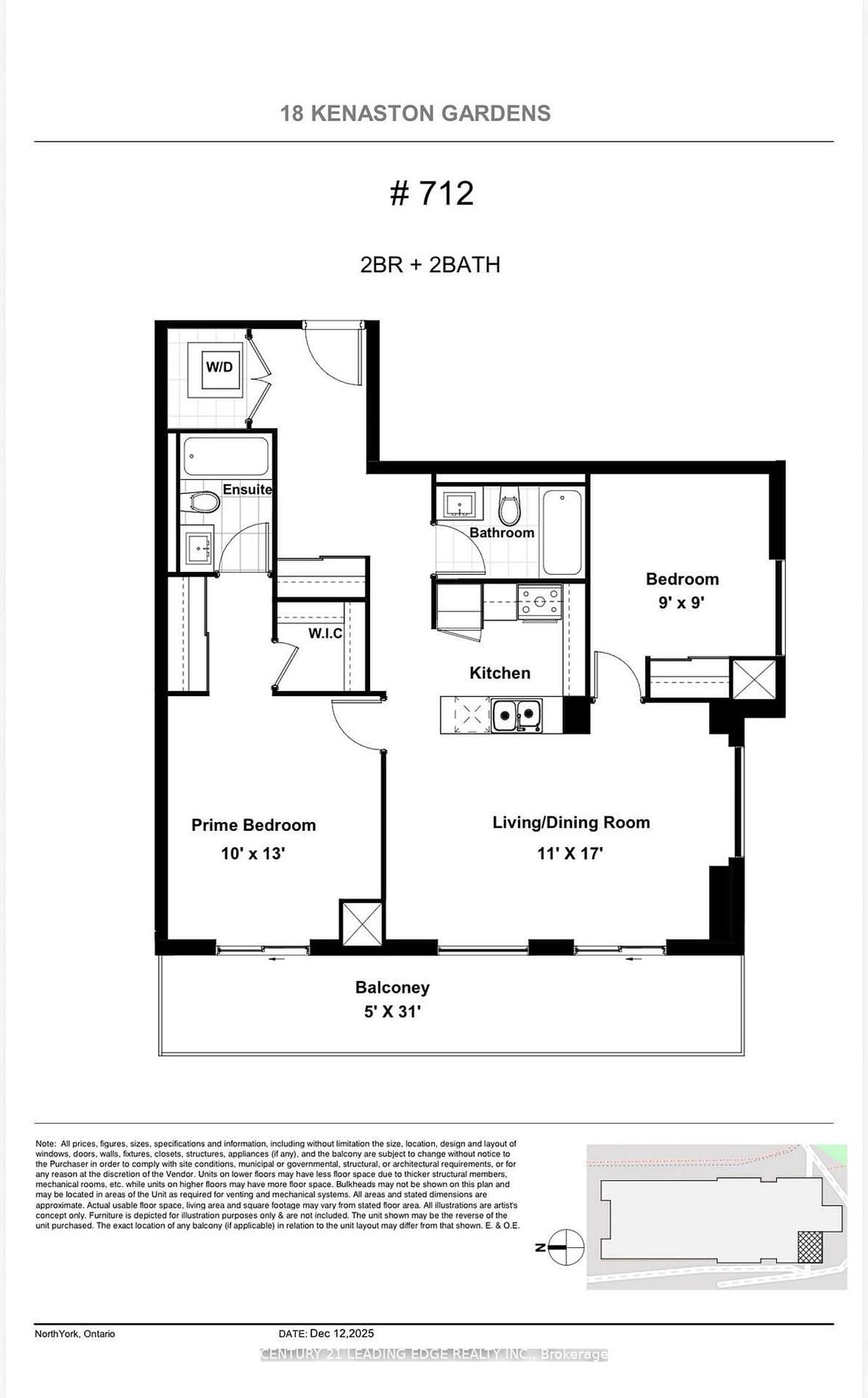 Floor plan for 18 Kenaston Gdns #712, Toronto Ontario M2K 3C7
