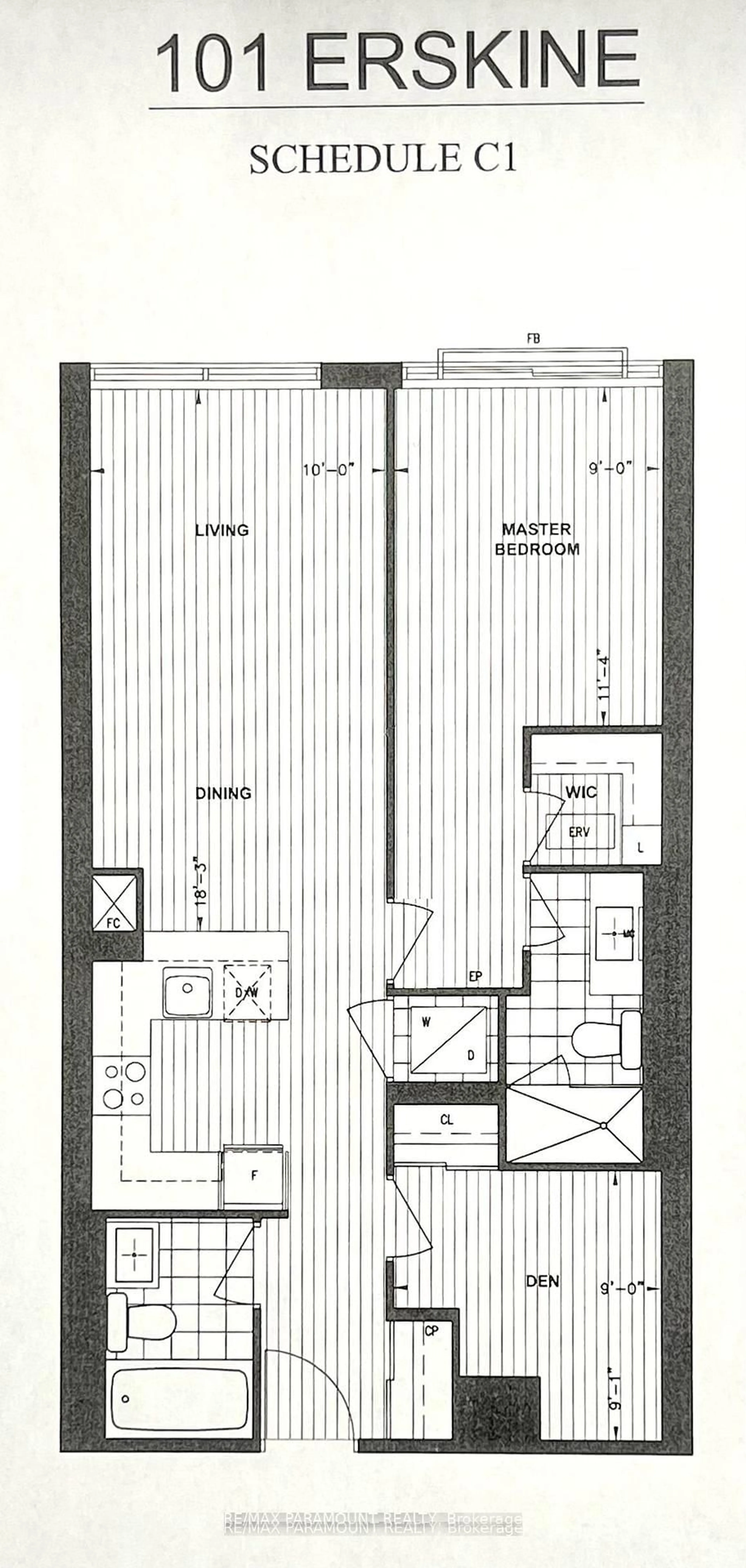 Floor plan for 101 Erskine Ave #418, Toronto Ontario M4P 0C5