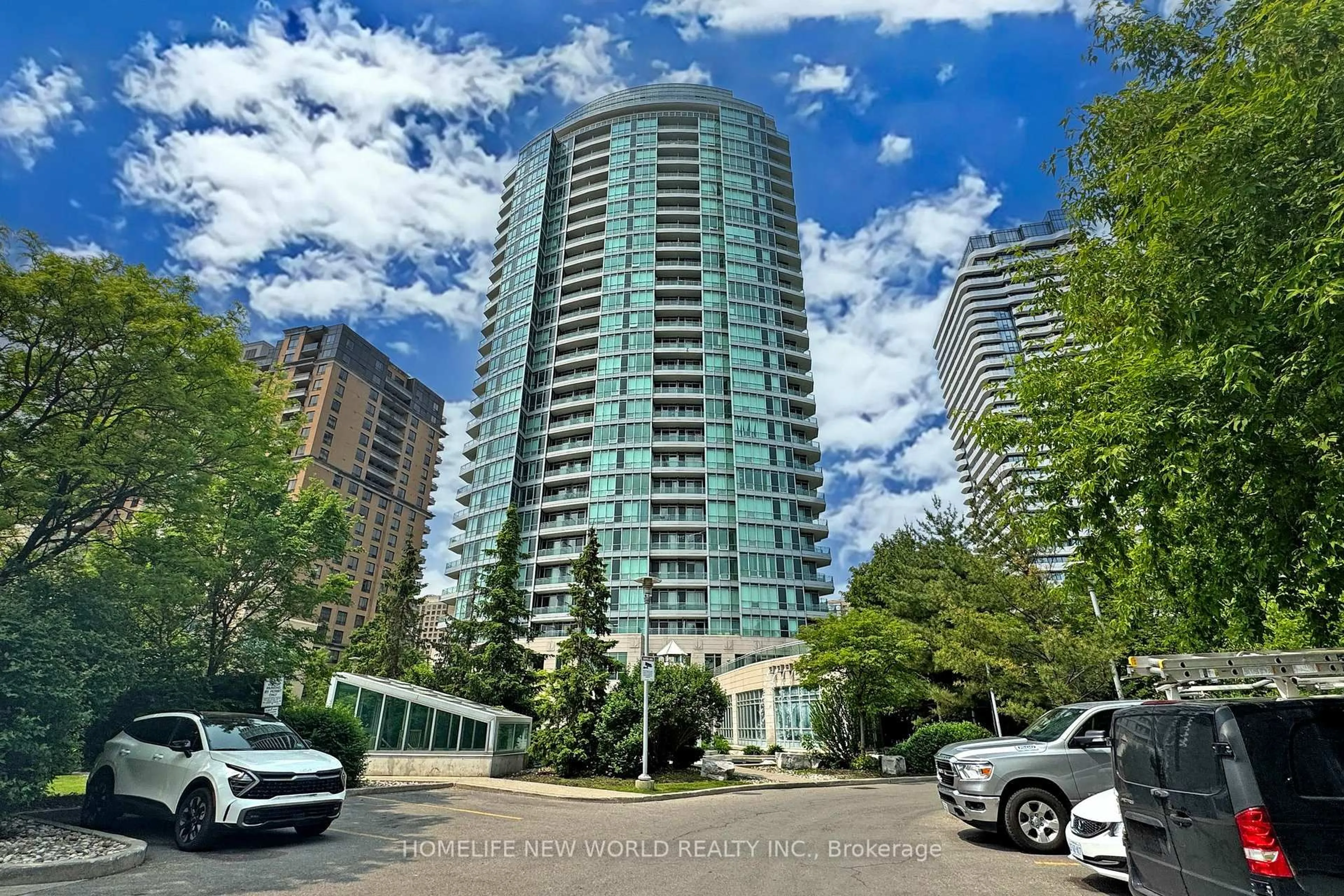 A pic from outside/outdoor area/front of a property/back of a property/a pic from drone, city buildings view from balcony for 60 Byng Ave #2512, Toronto Ontario M2N 4K3