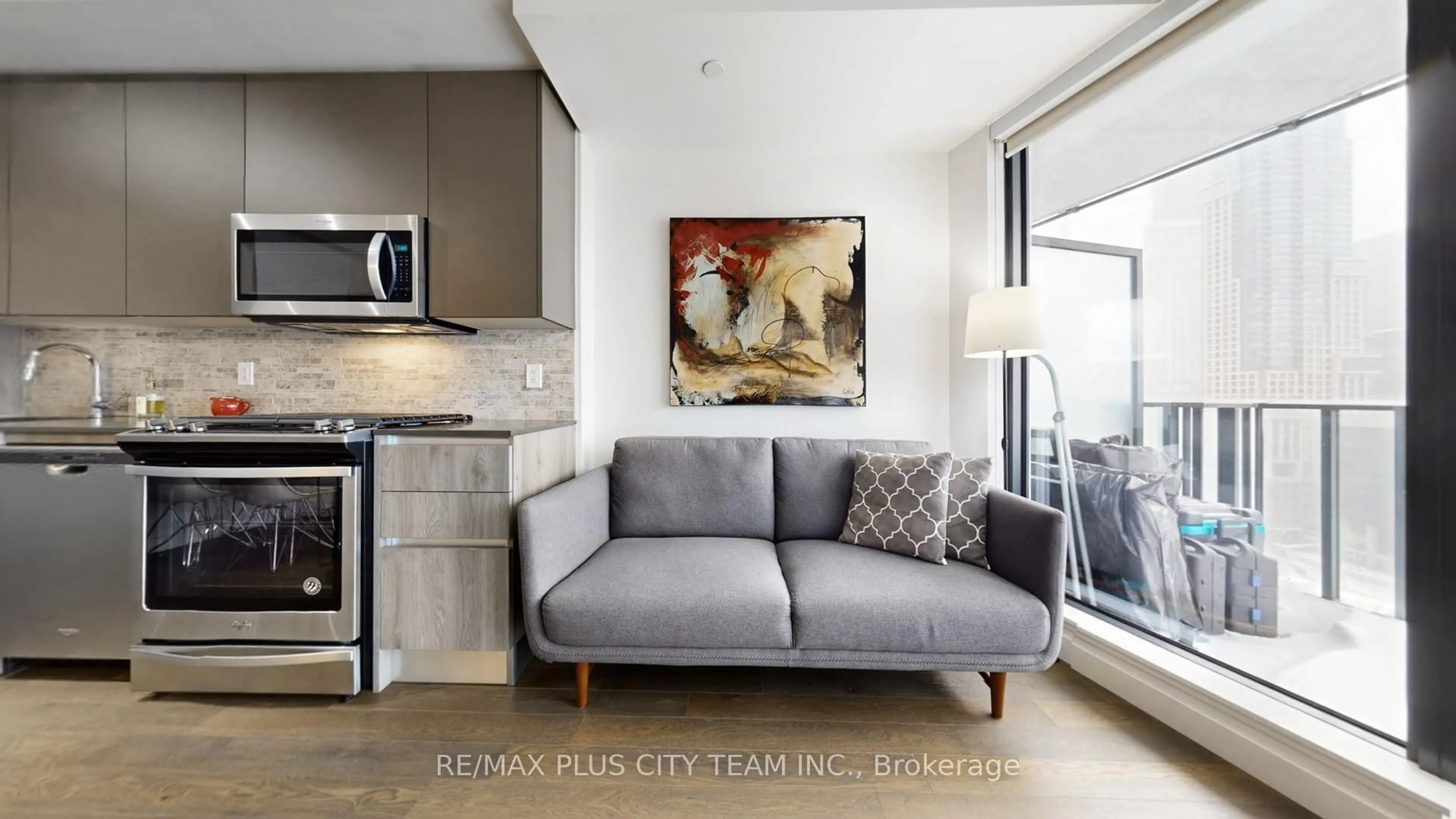 Living room with furniture, ceramic/tile floor for 2A Church St #1909, Toronto Ontario M5E 0E1