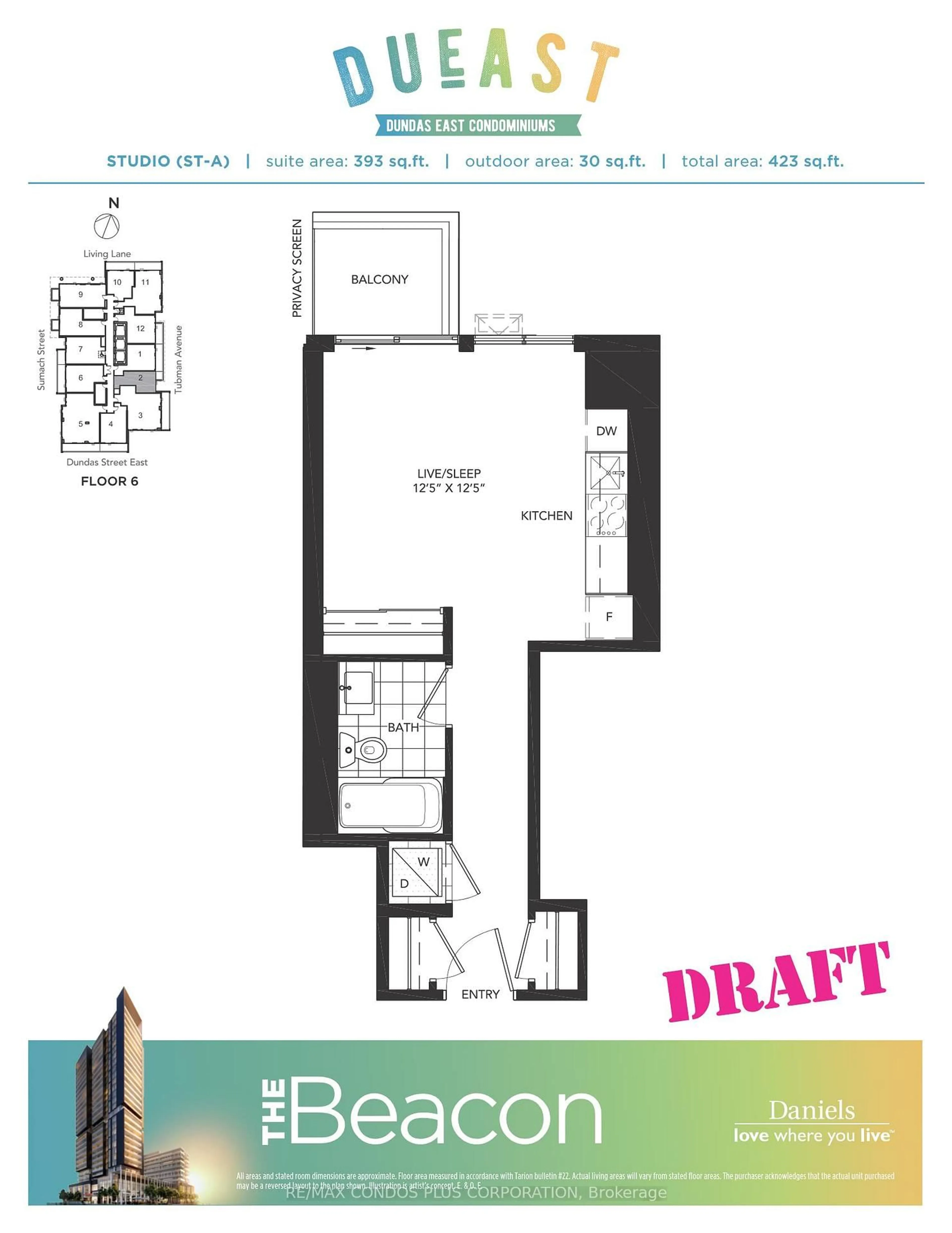 Floor plan for 225 Sumach St #702, Toronto Ontario M5A 0P8