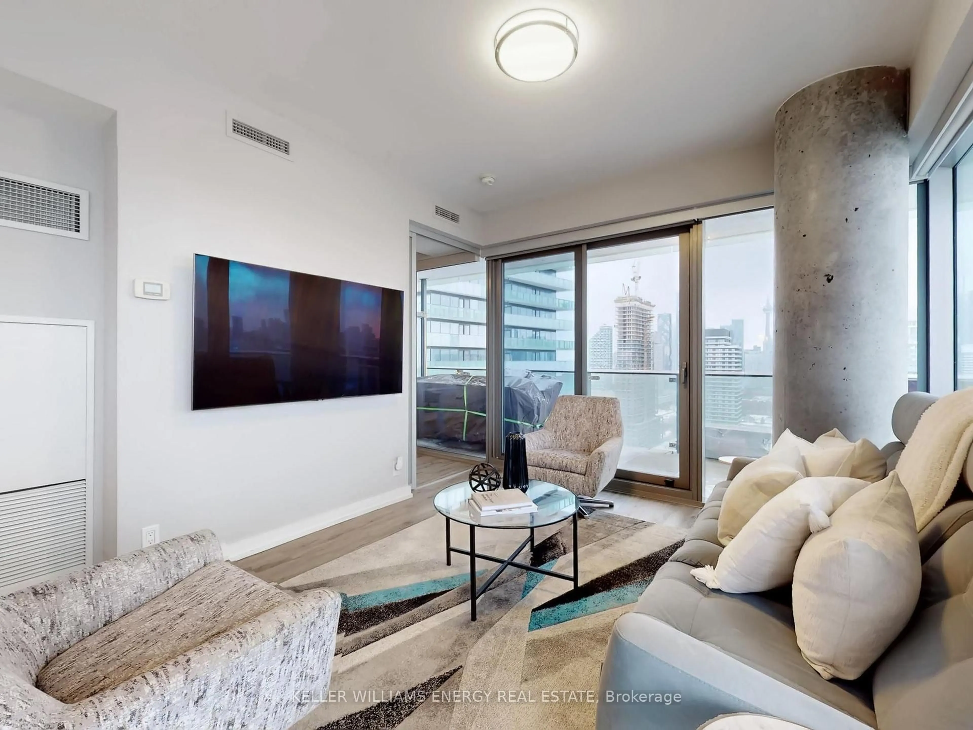 Living room with furniture, unknown for 390 Cherry St #2902, Toronto Ontario M5A 0E2