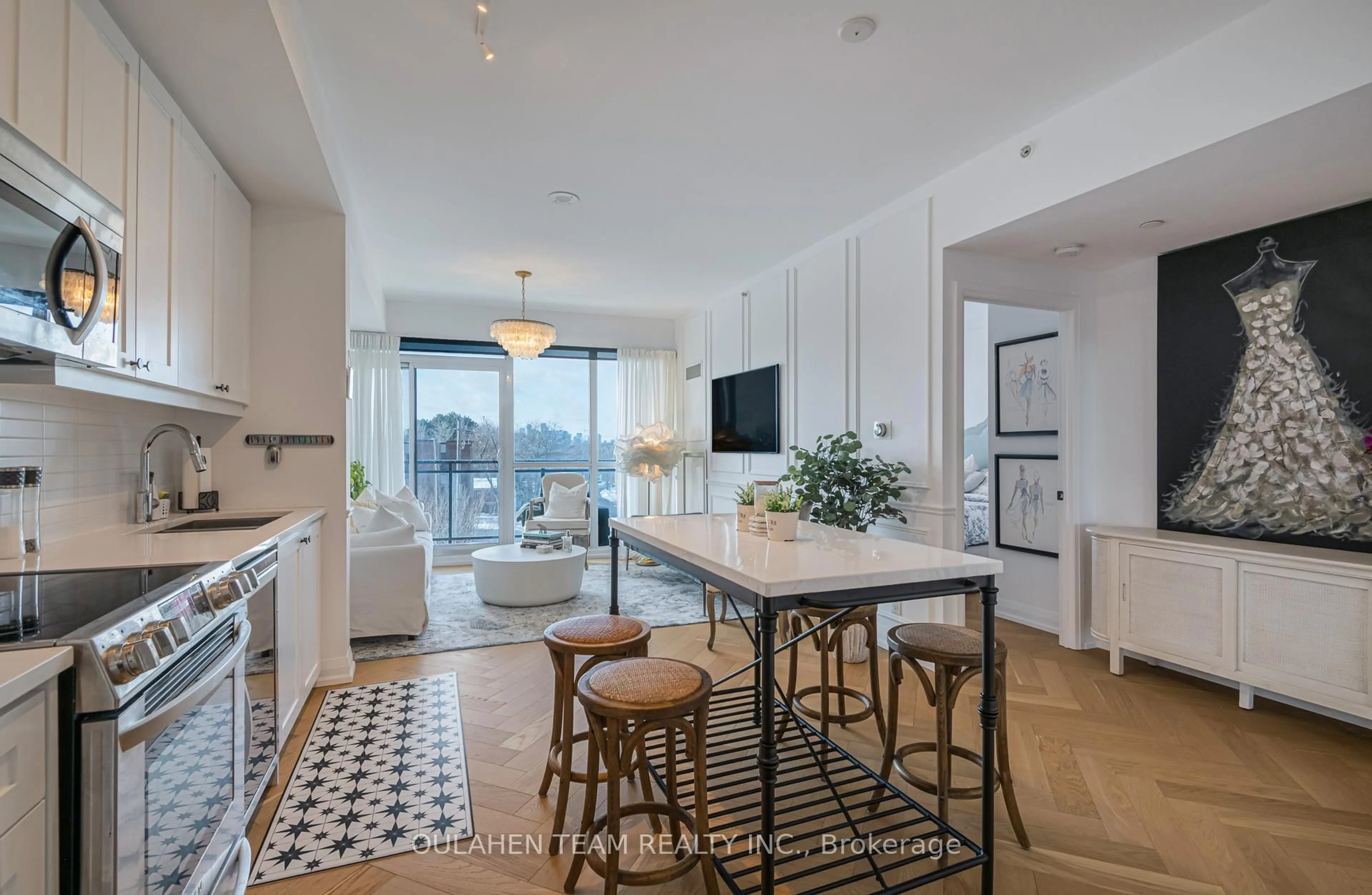 Open concept kitchen, ceramic/tile floor for 85 The Donway #409, Toronto Ontario M3C 0L9